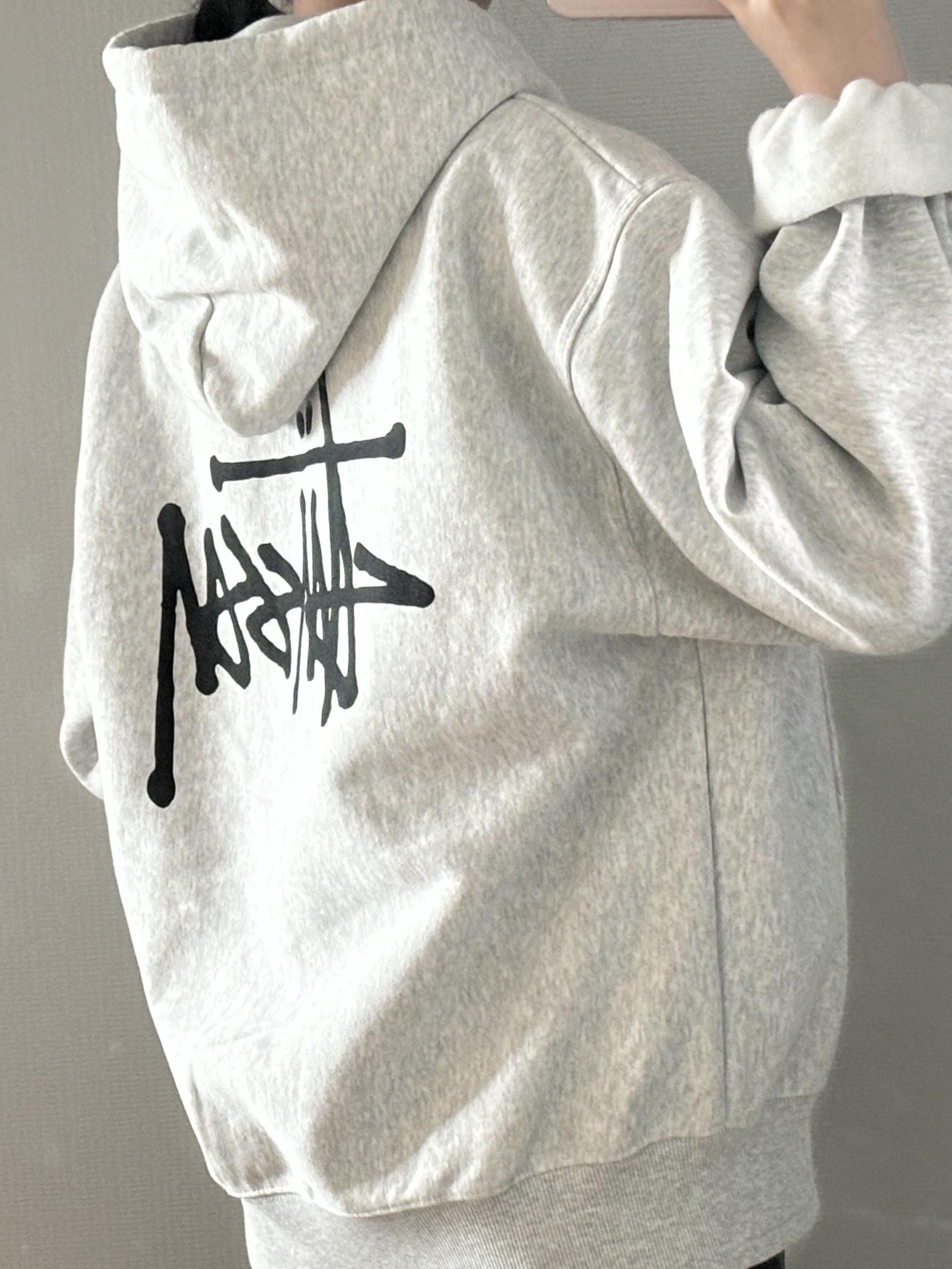 Stussy Basic Stussy Zip Hoodie Ash Heather 2023 착용 스타일 - 2