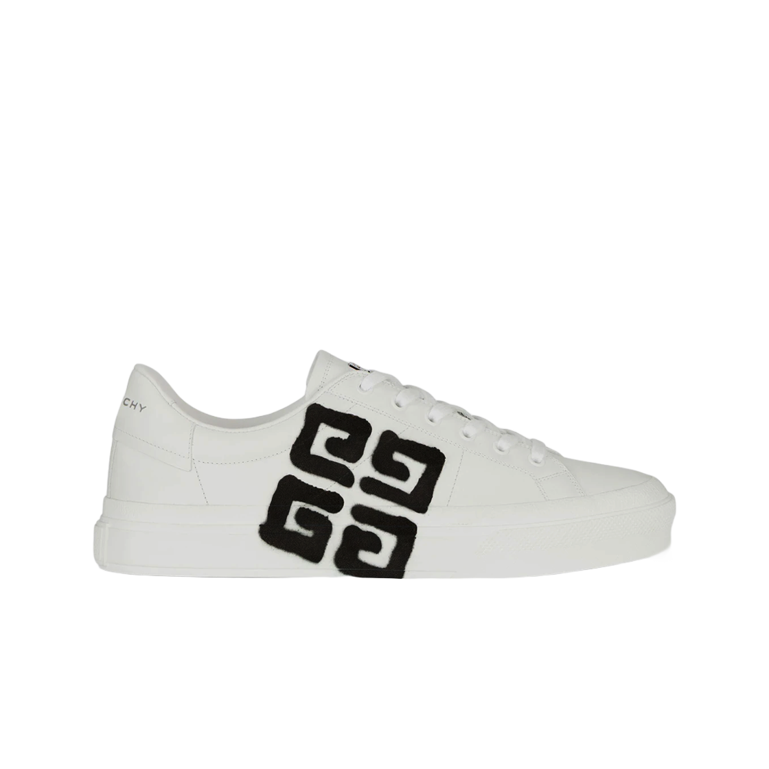 (W) 지방시 태그 이펙트 4G 프린트 레더 시티 스포츠 스니커즈 화이트 블랙((W) Givenchy City Sport Sneakers in Leather with Tag Effect 4G Print White Black)