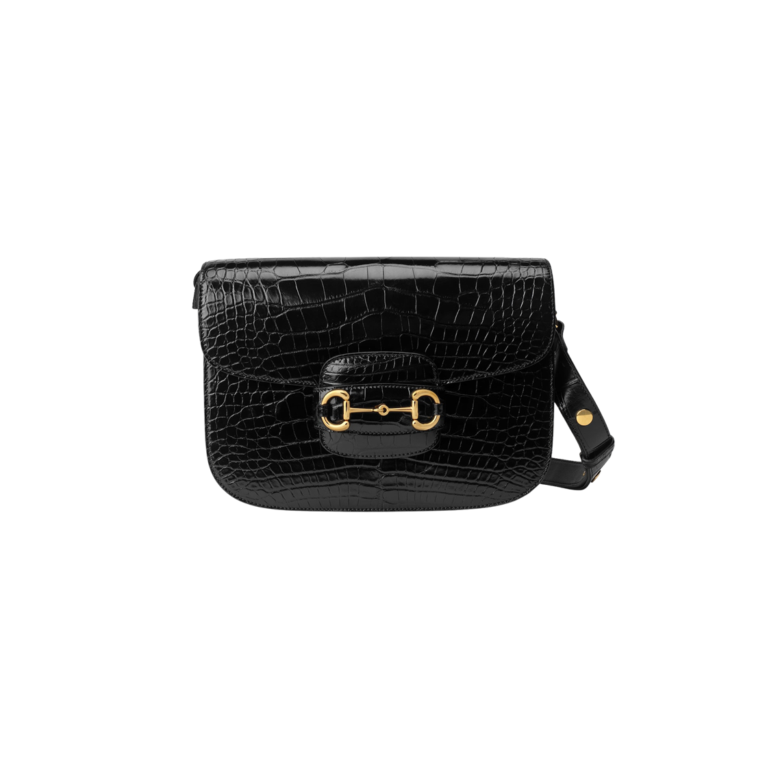 Gucci Horsebit 1955 Crocodile Shoulder Bag Black Crocodile 상세 이미지 1