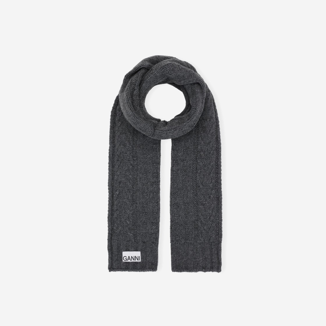 Ganni Cable Scarf Frost Grey 상세 이미지 1