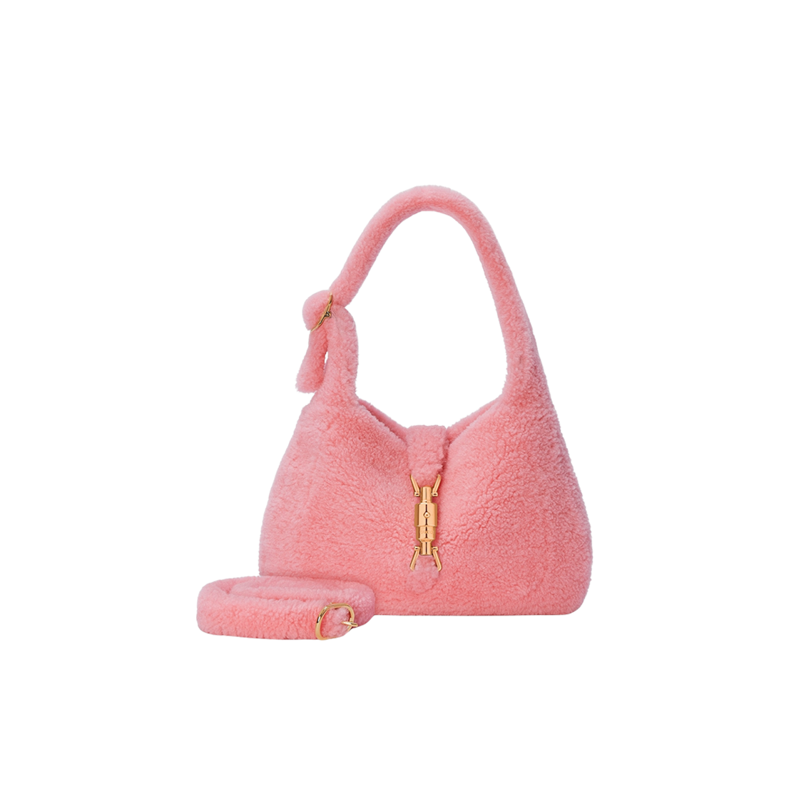 Gucci Jackie 1961 Small Shoulder Bag Light Pink Shearling 상세 이미지 3