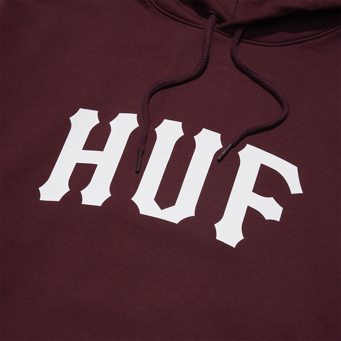 허프 아치 로고 후디 버건디 HUF KREAM