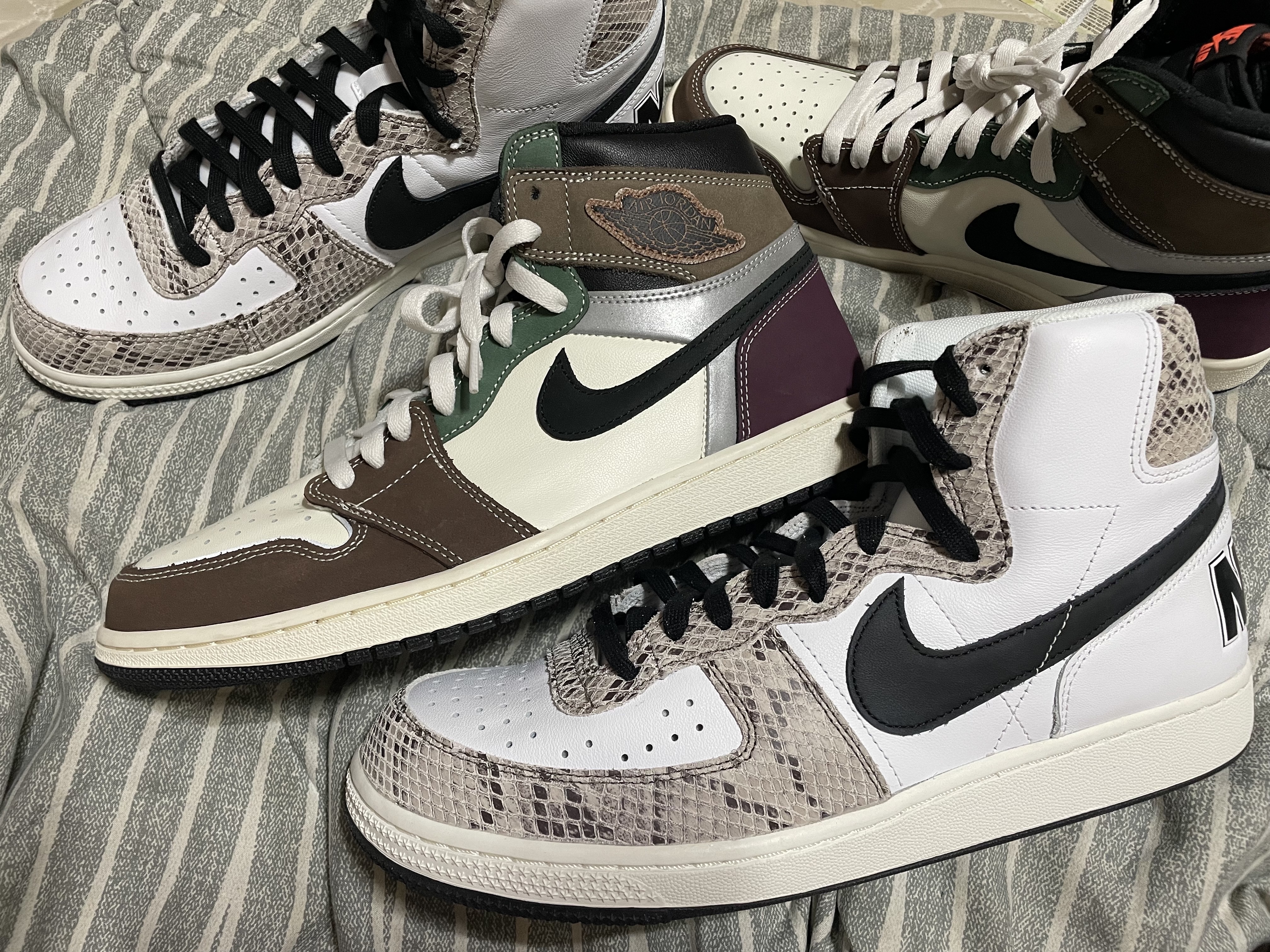 Nike Terminator High Cocoa Snake, Jordan 1 Retro High OG Craft 착용 스타일