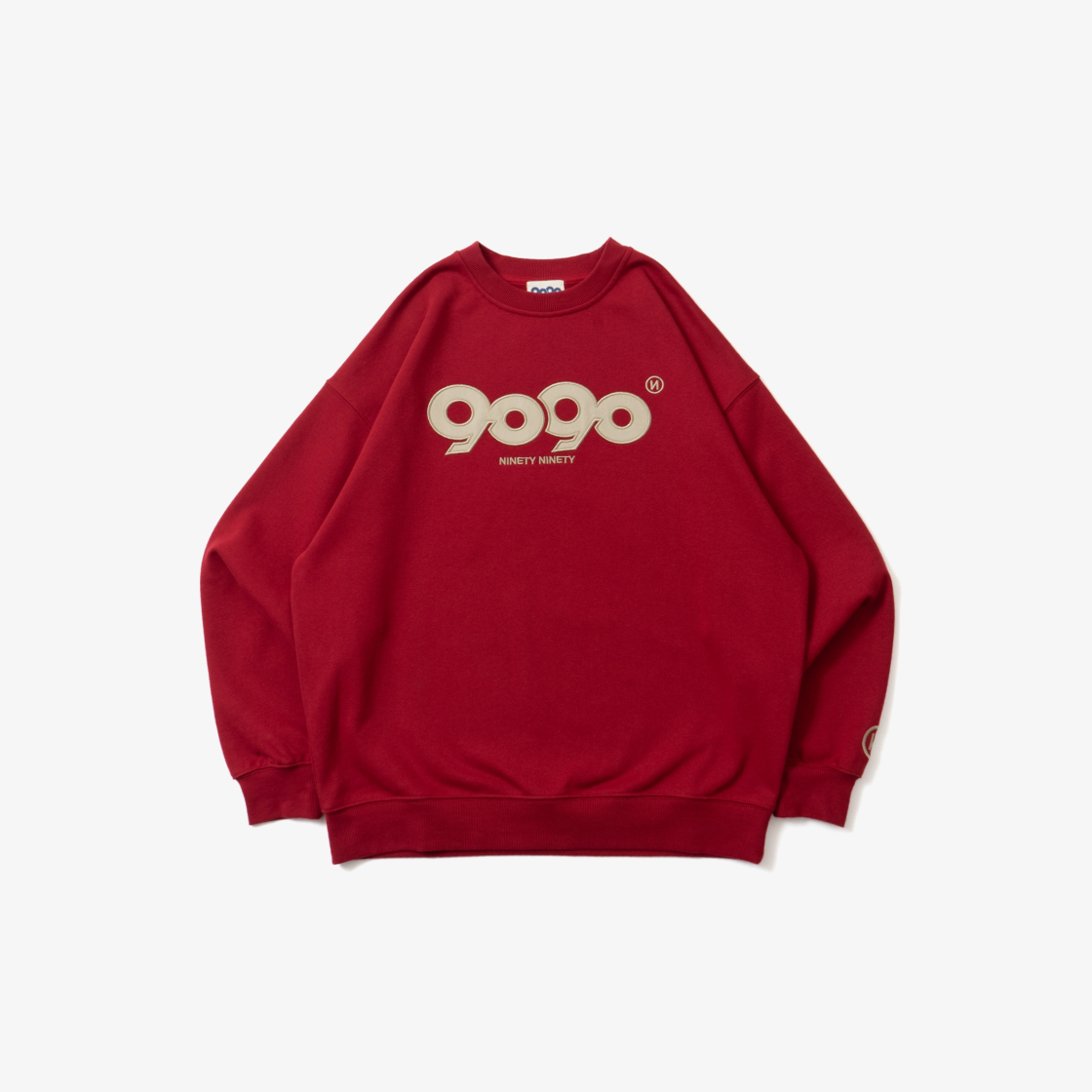 9090 OG 로고 사틴 크루넥 스웨트 와인 레드(9090 OG Logo Satin Crewneck Sweat Wine Red)