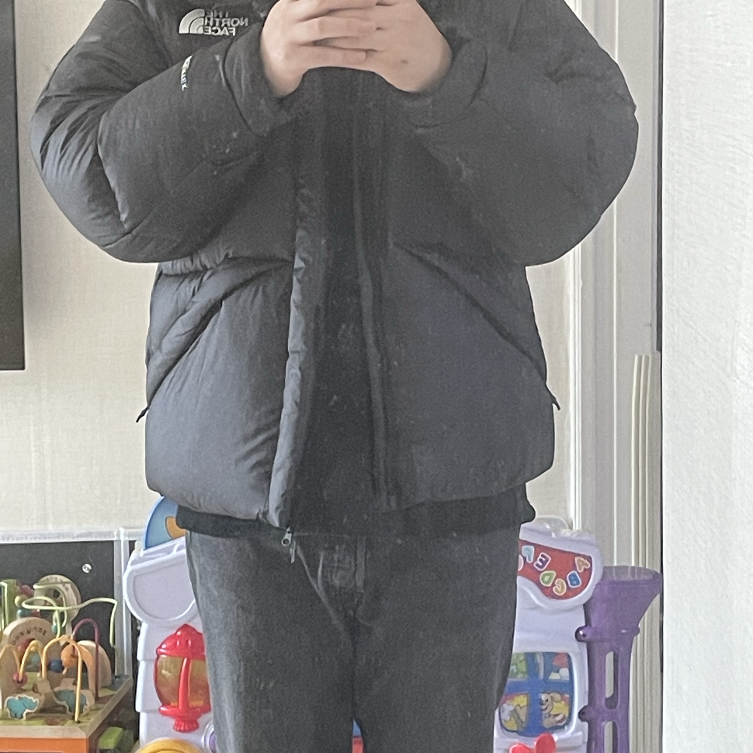 The North Face White Label Quantum Elberon Down Jacket Black 착용 스타일