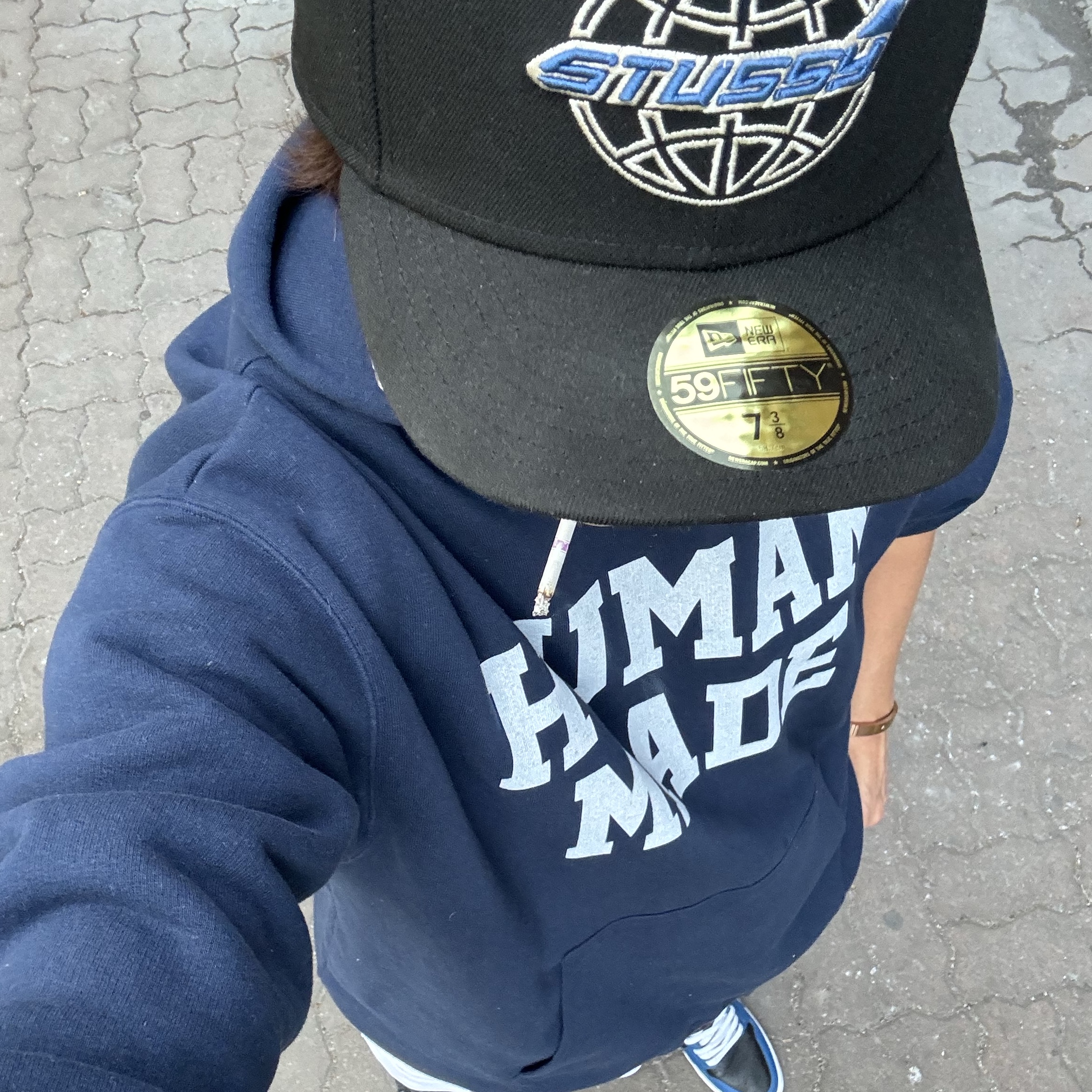 Human Made Sweat Hoodie Navy 착용 스타일