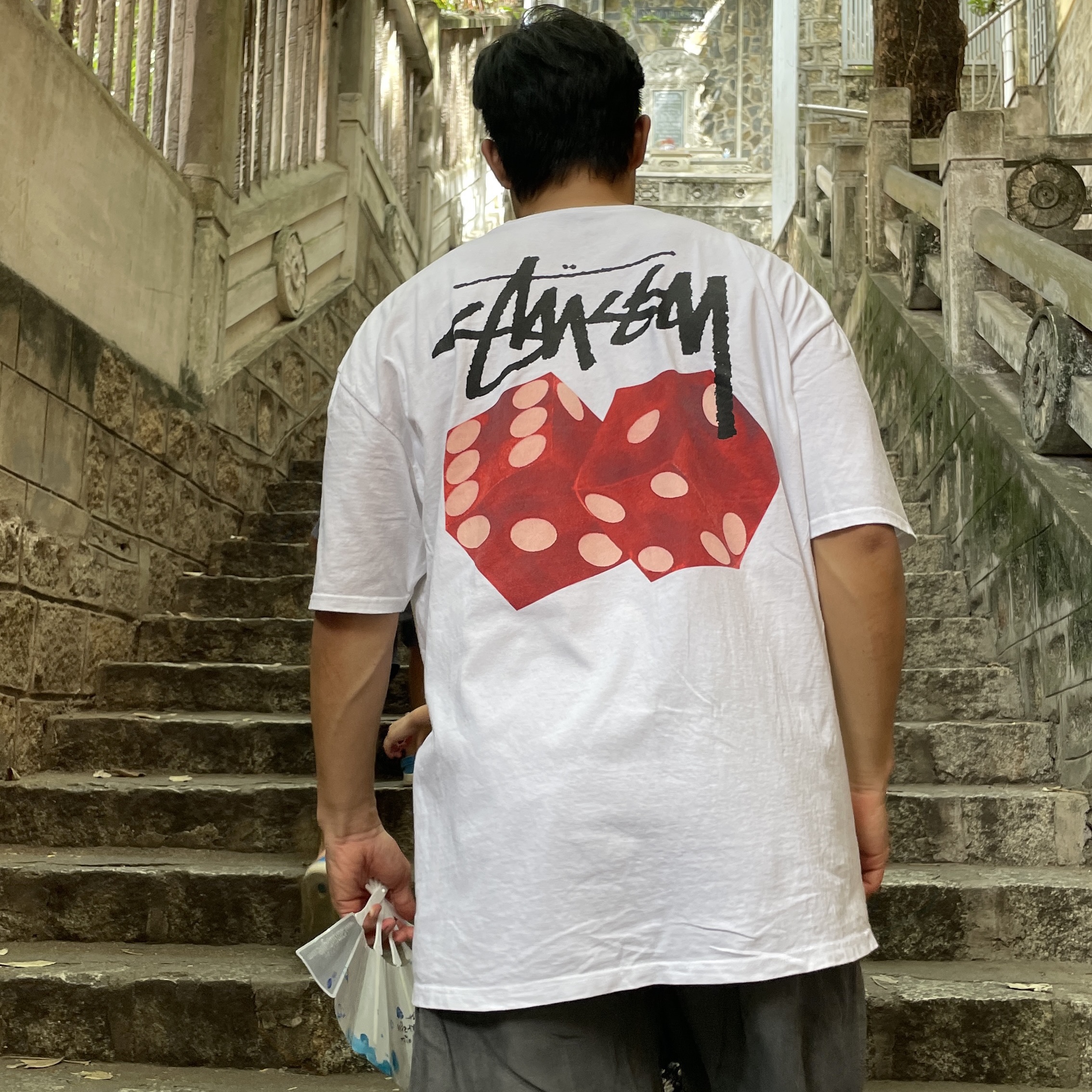 Stussy Diced Out T-Shirt White 착용 스타일