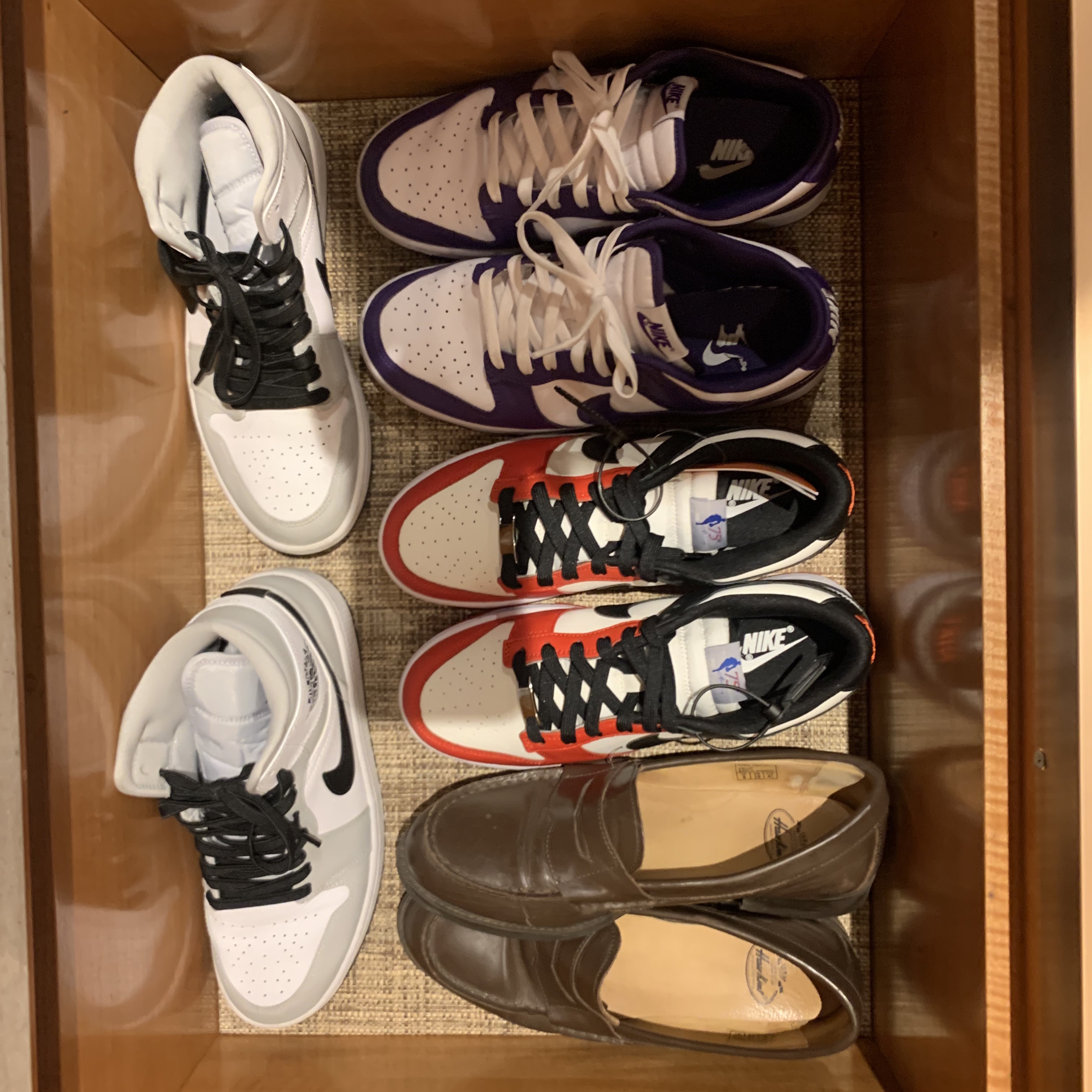 Nike Dunk Low Retro Championship Court Purple, Nike x NBA Dunk Low Retro EMB Black and Chile Red 착용 스타일
