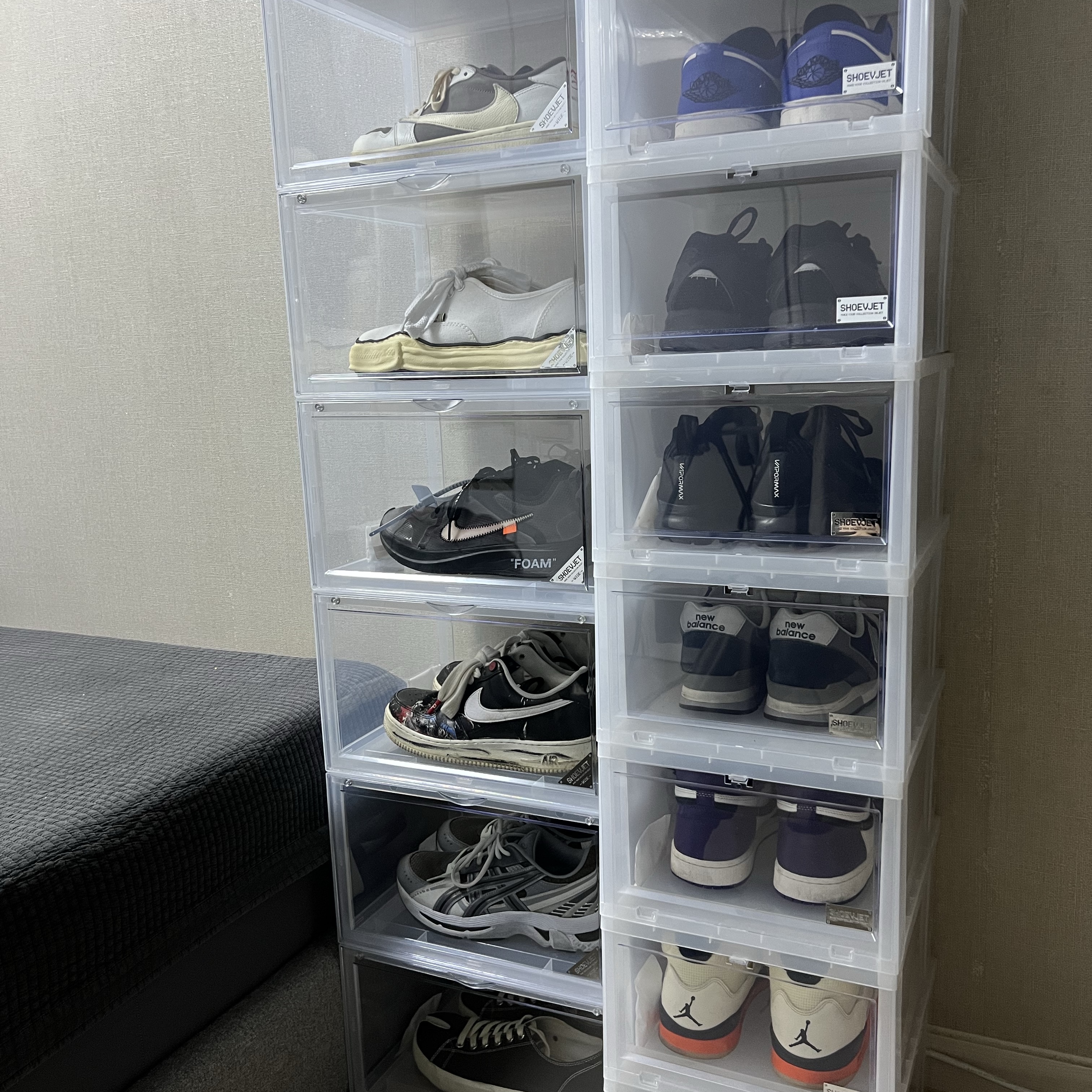 Jordan 1 x Travis Scott Retro Low OG SP Sail and Ridgerock, Maison Mihara Yasuhiro Baker OG Sole OD Canvas Low-top Sneakers White 착용 스타일