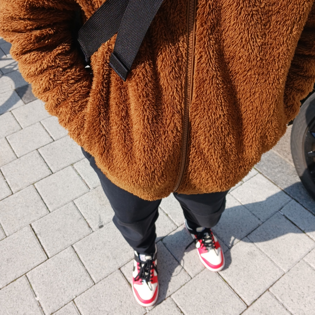 Nike x NBA Dunk Low Retro EMB Black and Chile Red, Nike NSW Tech Fleece Jogger Black - Asia 착용 스타일 - 1