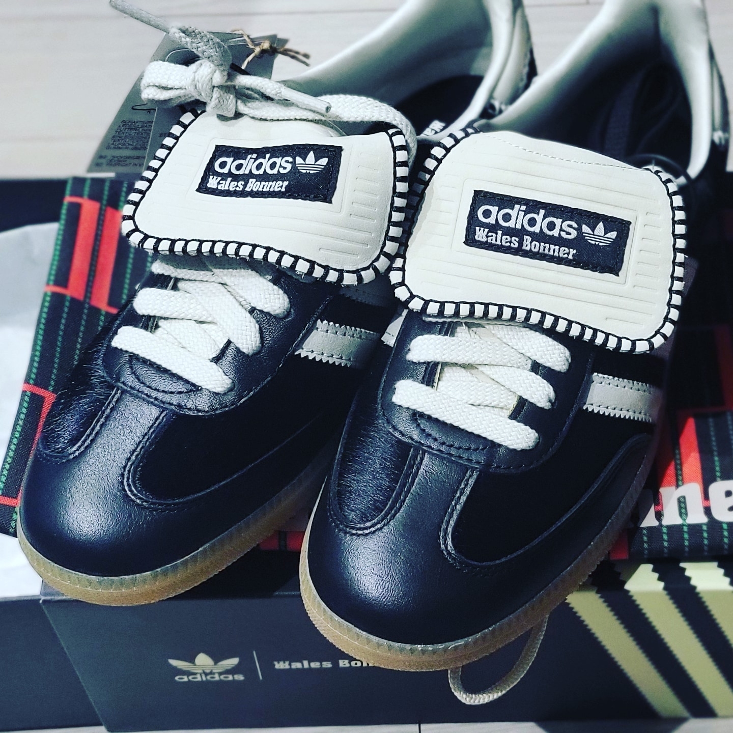Adidas x Wales Bonner Pony Tonal Samba Core Black Cream White 착용 스타일