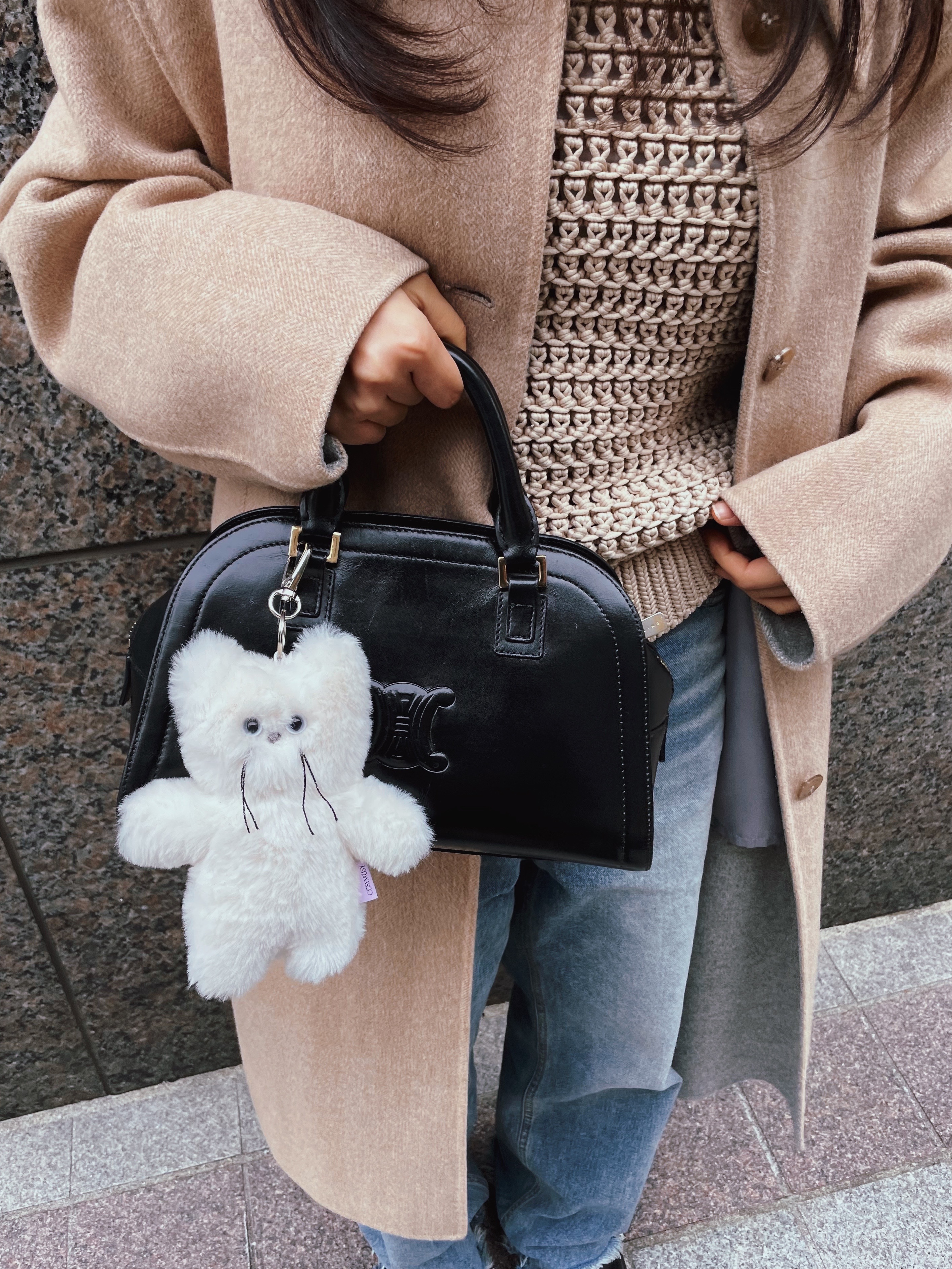 Cosymosy Custom Cat Keyring White, Dr. Martens 1461 Quad Black 착용 스타일 - 2