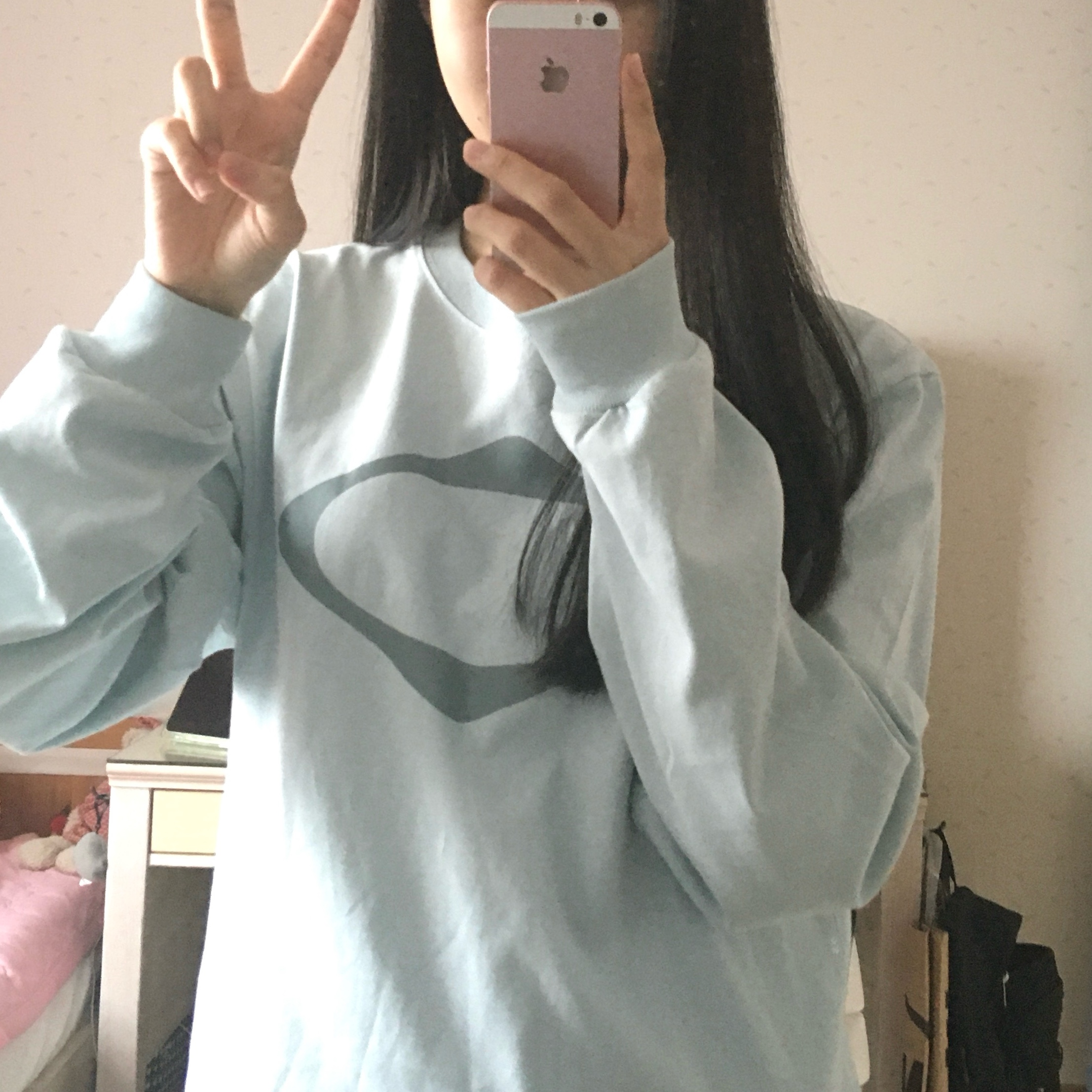 Mischief Rhombus Long Sleeve Sky Blue 착용 스타일 - 2