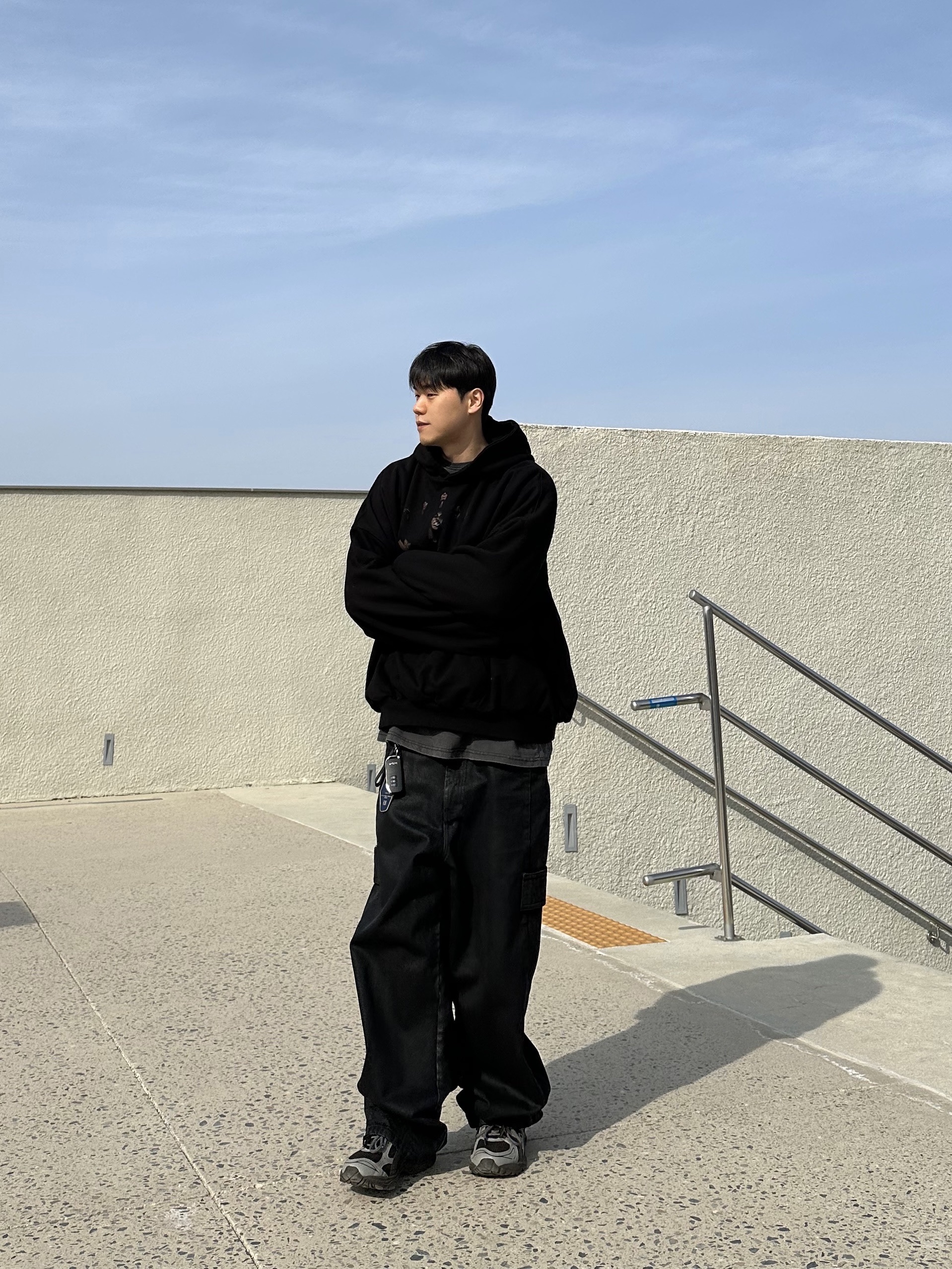 Undermycar Gashutein 6 Six People Graphic 2 Layered Hoodie Bristol Black - 24SS, Asics x Atmos x Undermycar Gel-Kayano 14 Pepper Black 착용 스타일 - 4