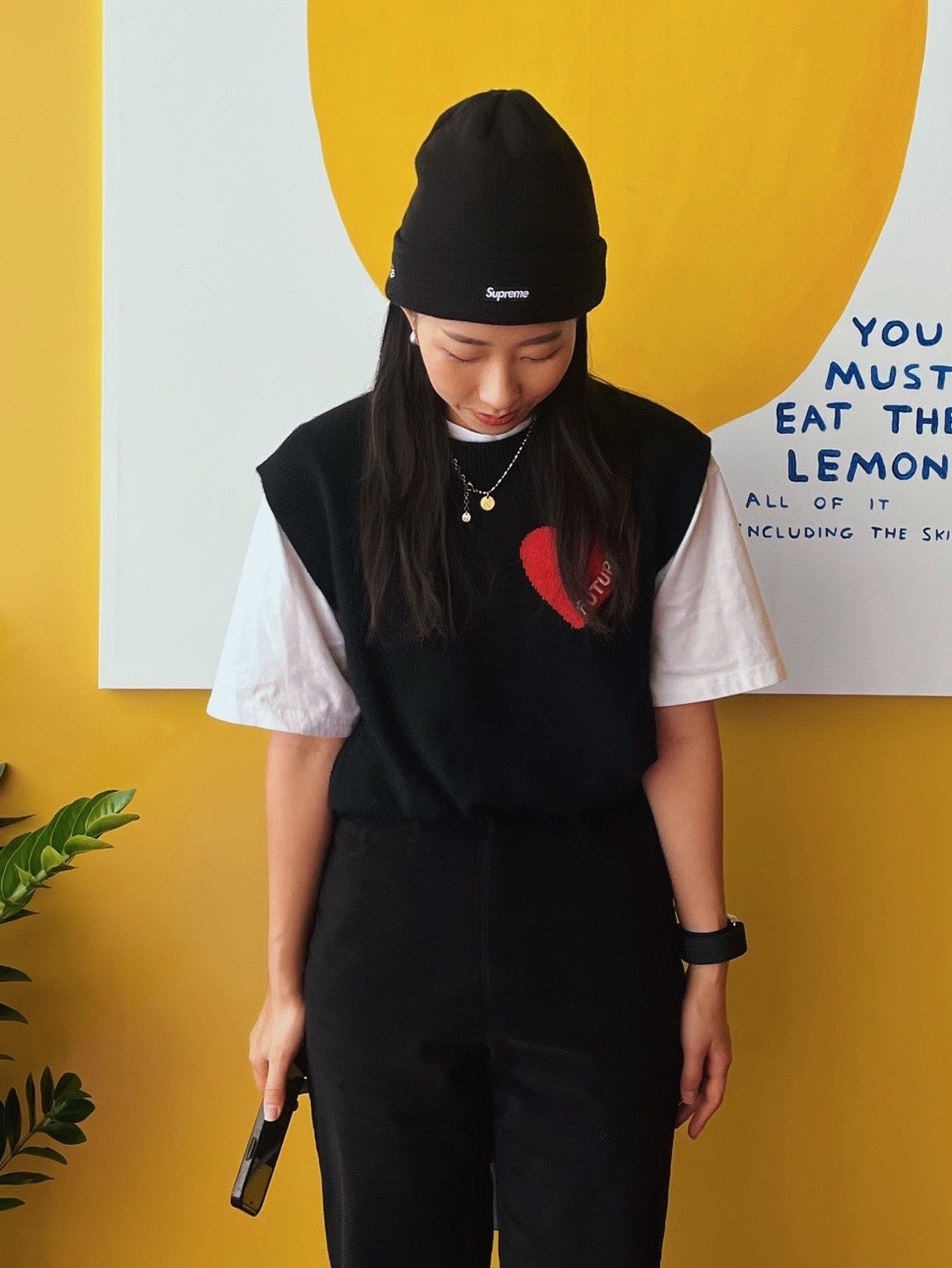 Supreme New Era S Logo Beanie Black - 23FW 착용 스타일 - 2