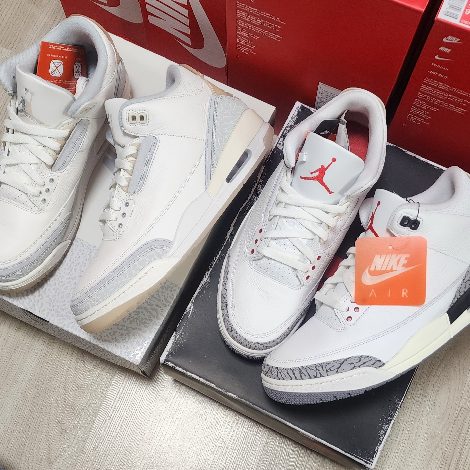 Jordan 3 Retro Craft Ivory, Jordan 3 Retro White Cement Reimagined 착용 스타일 - 1