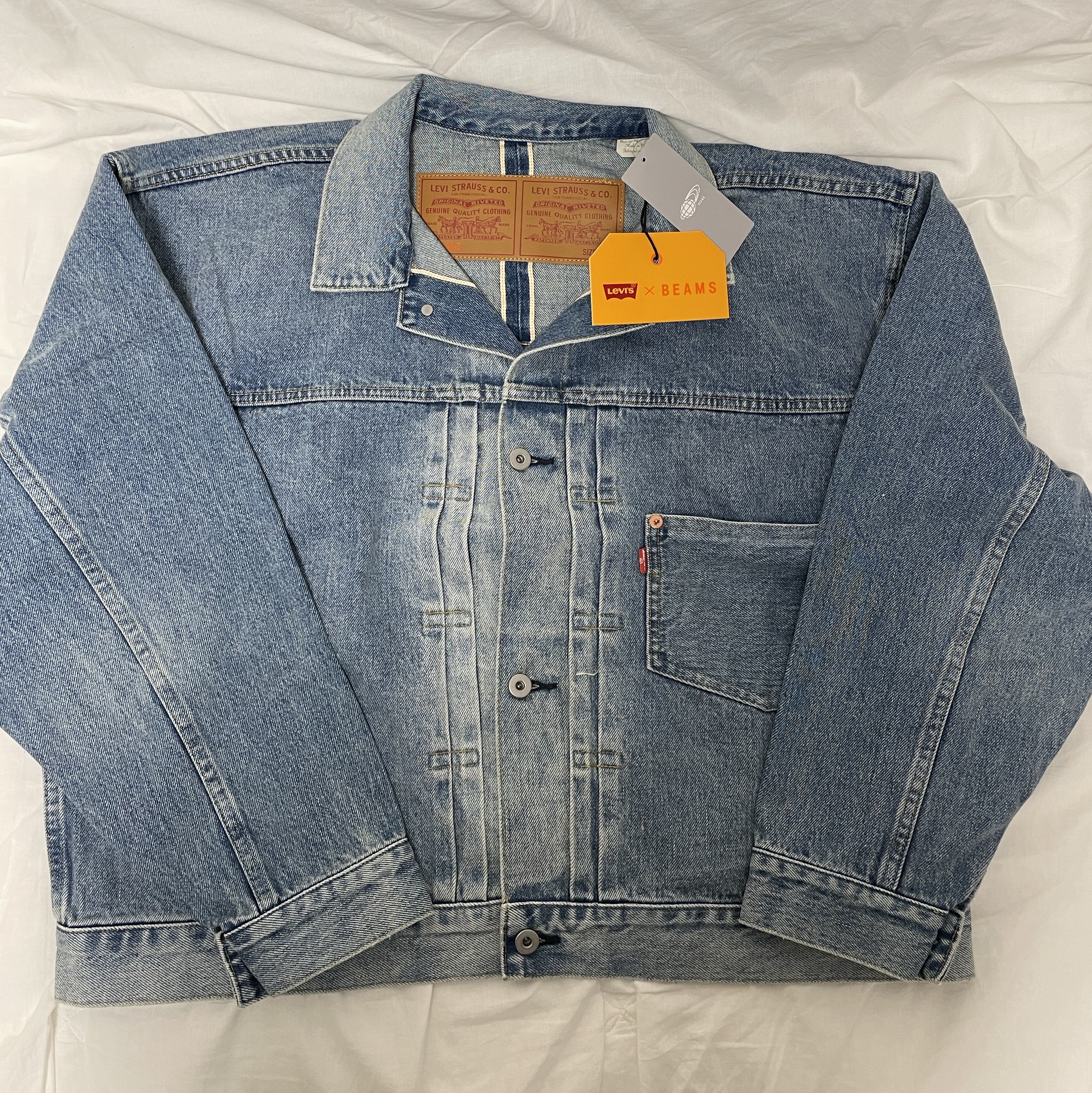 Levi's x Beams Stay Loose Type I Denim Trucker Jacket Vintage Wash 착용 스타일 - 1