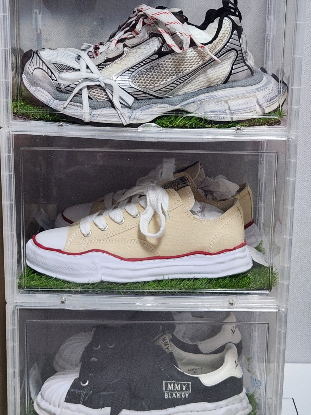 Maison Mihara Yasuhiro Peterson OG Sole Canvas Low-top Sneakers Natural 착용 스타일