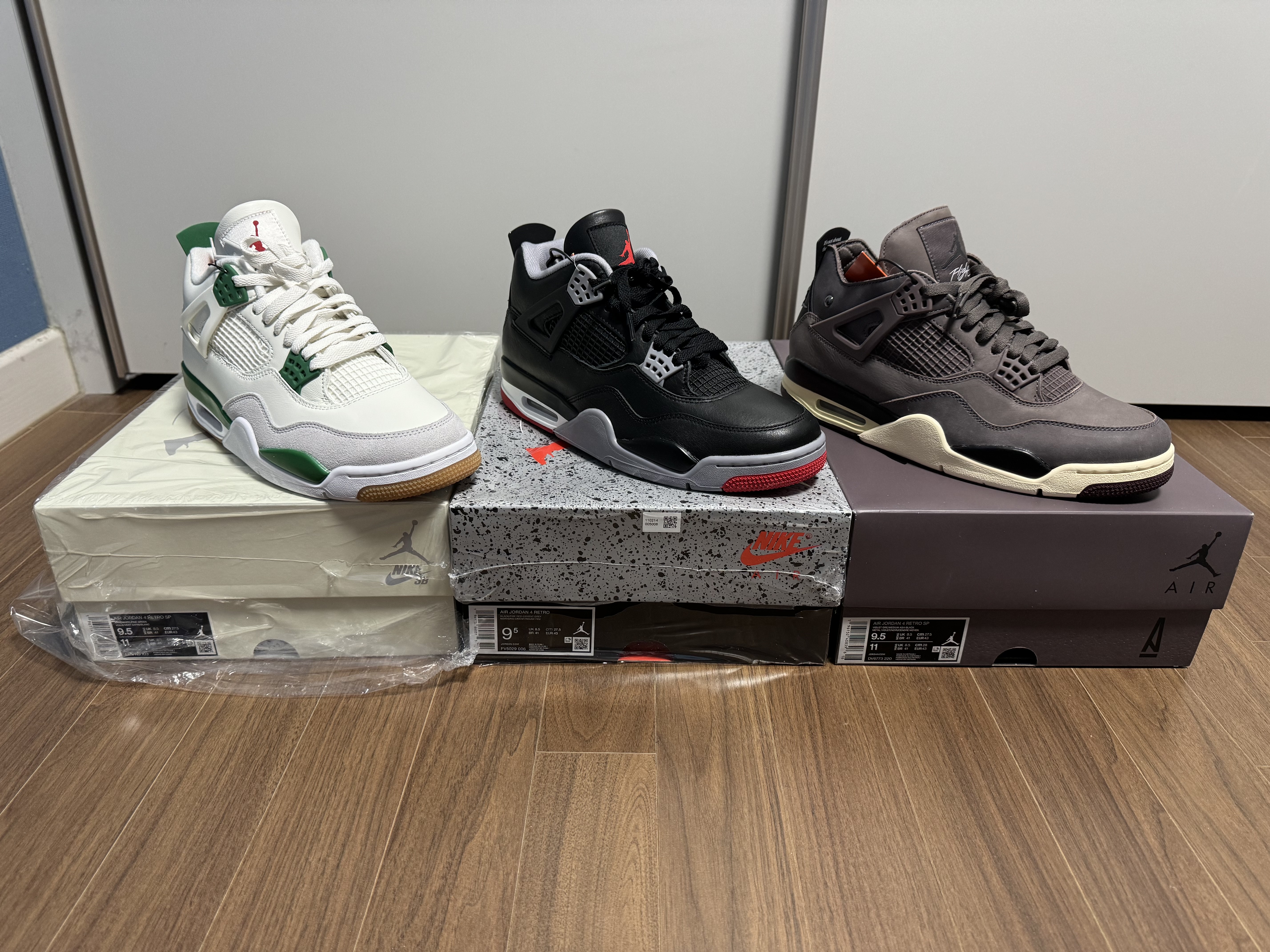 Jordan 4 Retro Bred Reimagined, Jordan 4 x A Ma Maniere Retro Violet Ore 착용 스타일