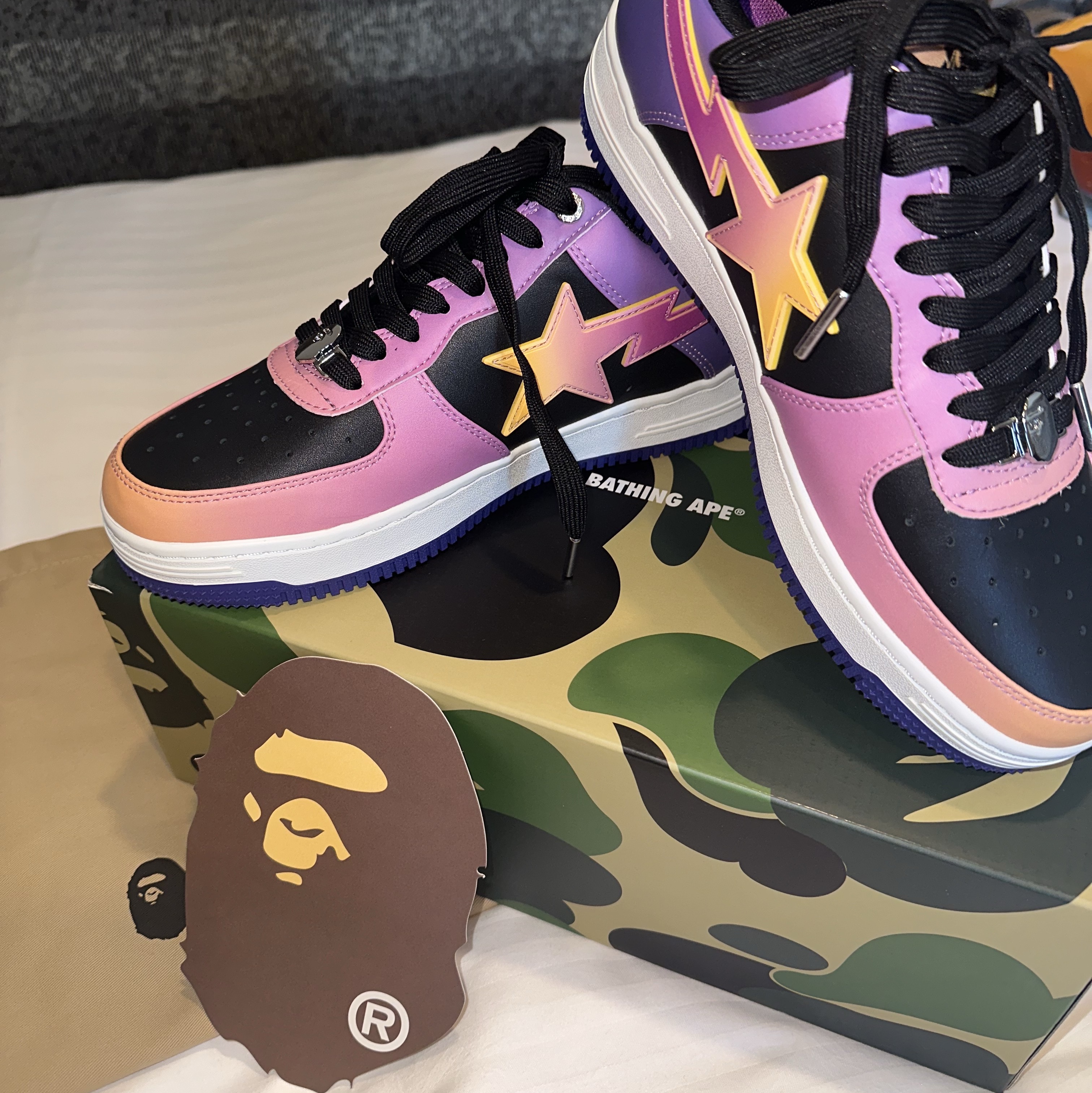 BAPE Bape Sta #7 M2 Purple Black 착용 스타일