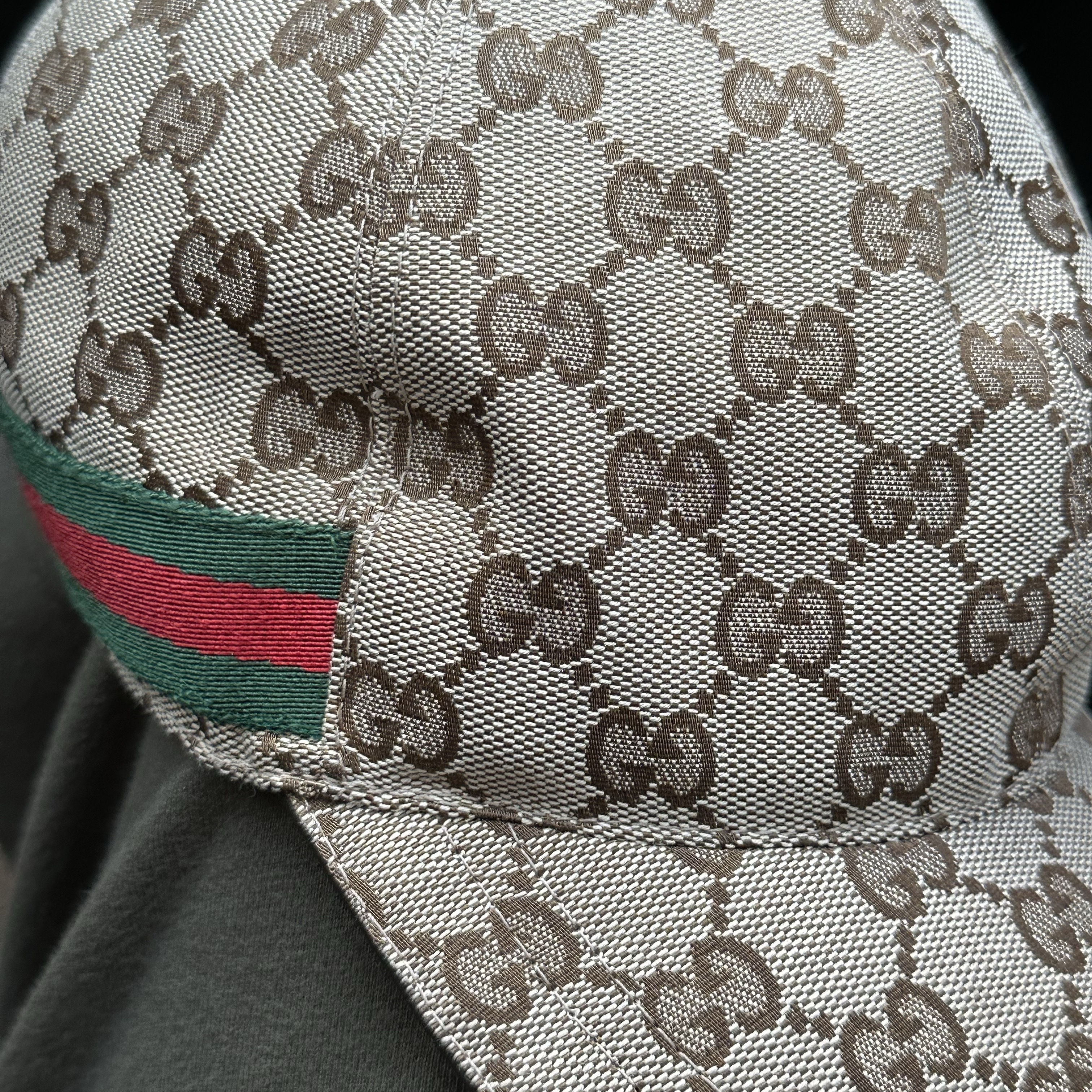 Gucci Original GG Baseball Hat with Web Beige Ebony 착용 스타일 - 1