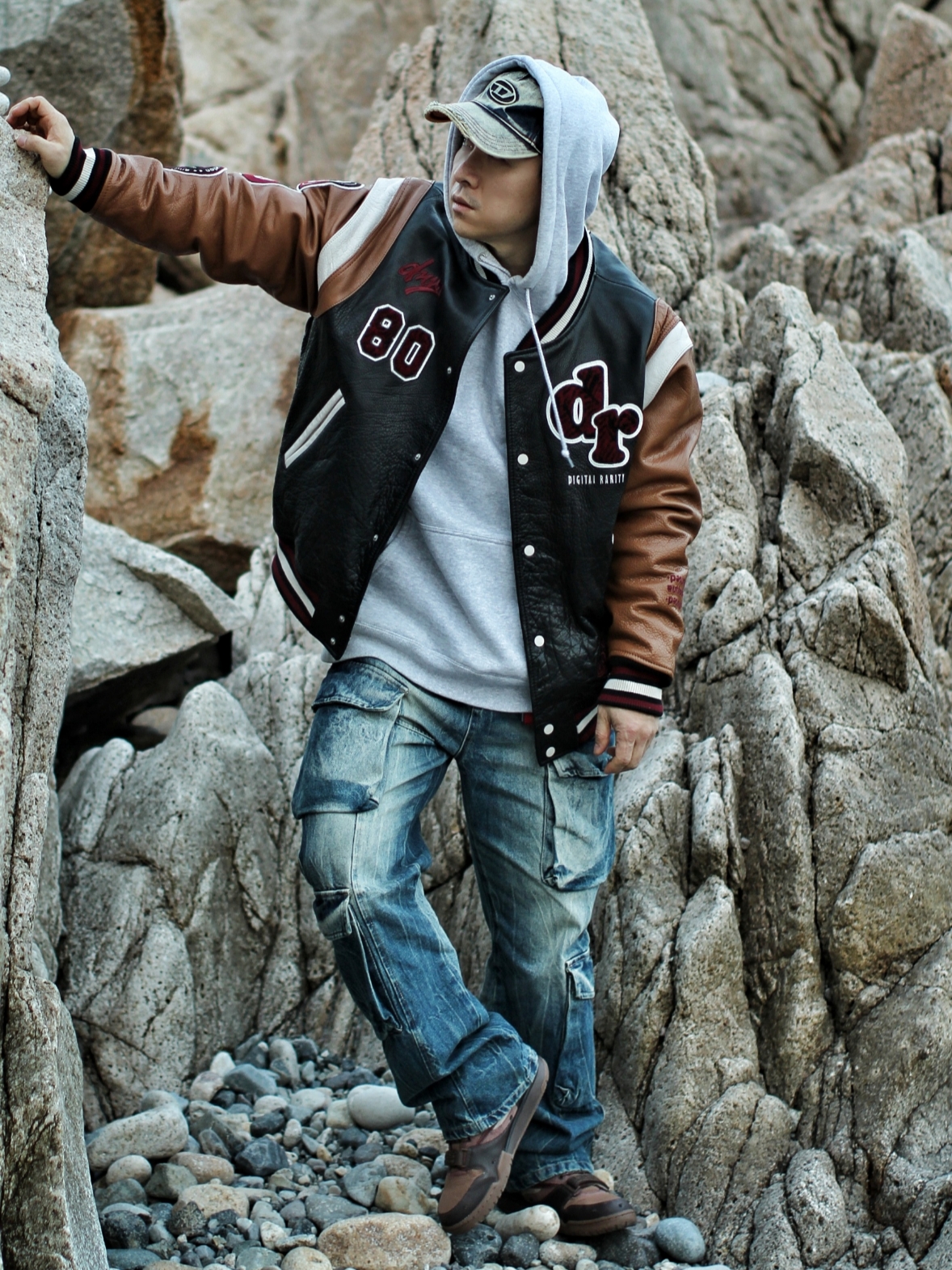 Diesel C-Seymon Treated Denim Baseball Cap Blue White, Stussy Basic Stussy Hoodie Ash Heather 2023 착용 스타일 - 1