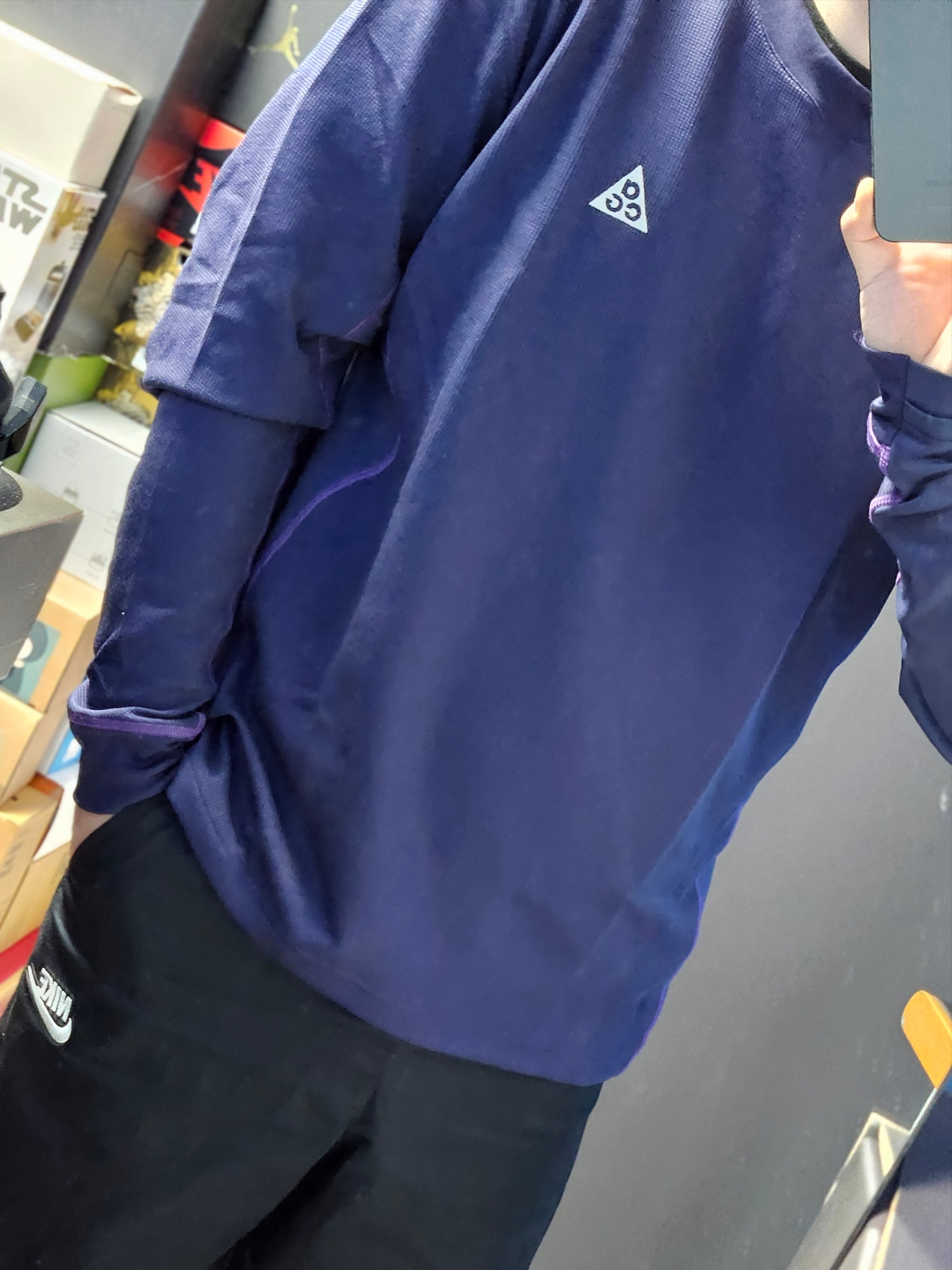 Nike ACG Dri-Fit ADV Goat Rocks Long Sleeve Winterized Top Purple Ink - Asia 착용 스타일 - 1