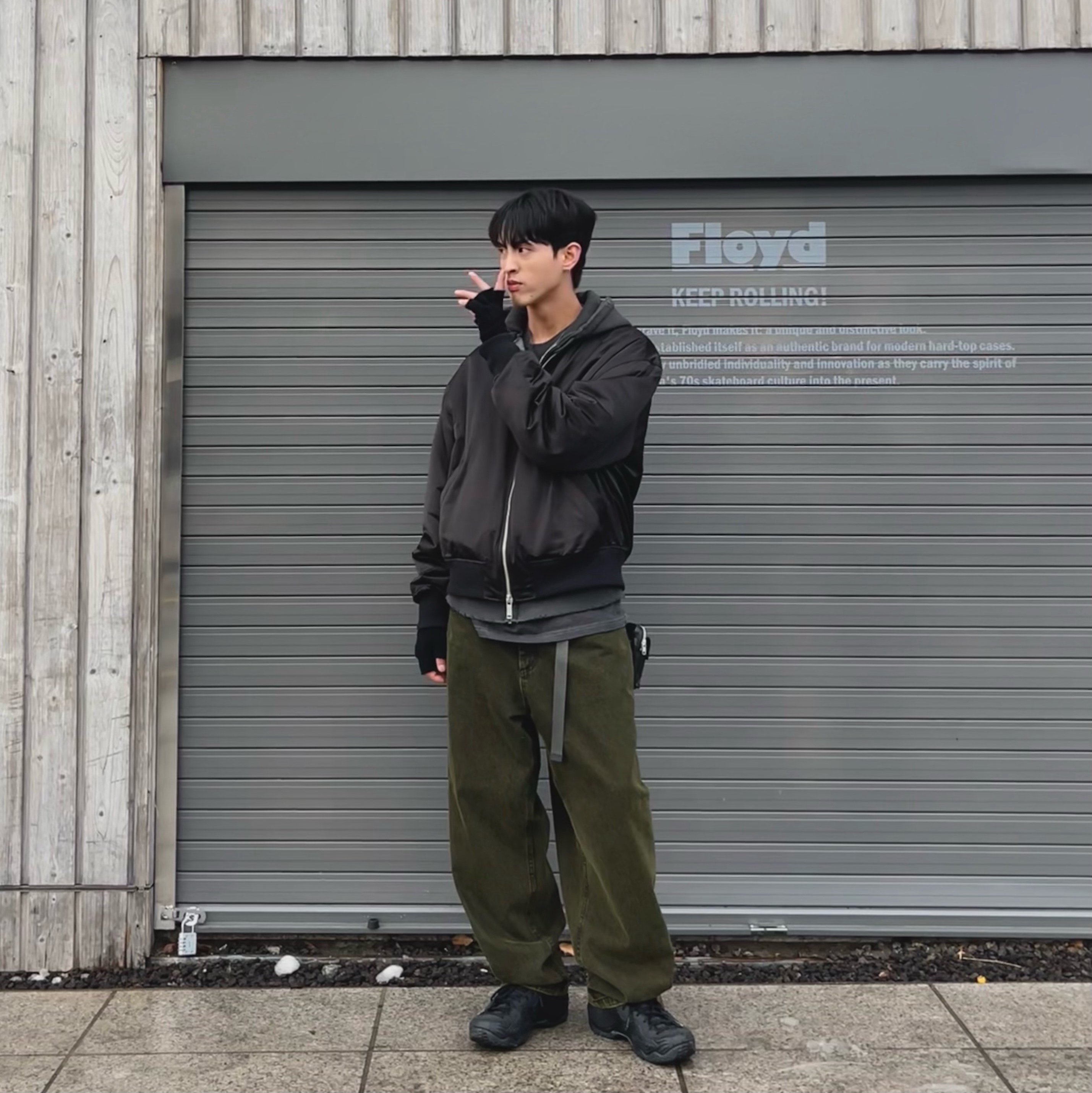 Nike x Comme des Garcons Homme Plus Air Foamposite One Black 착용 스타일