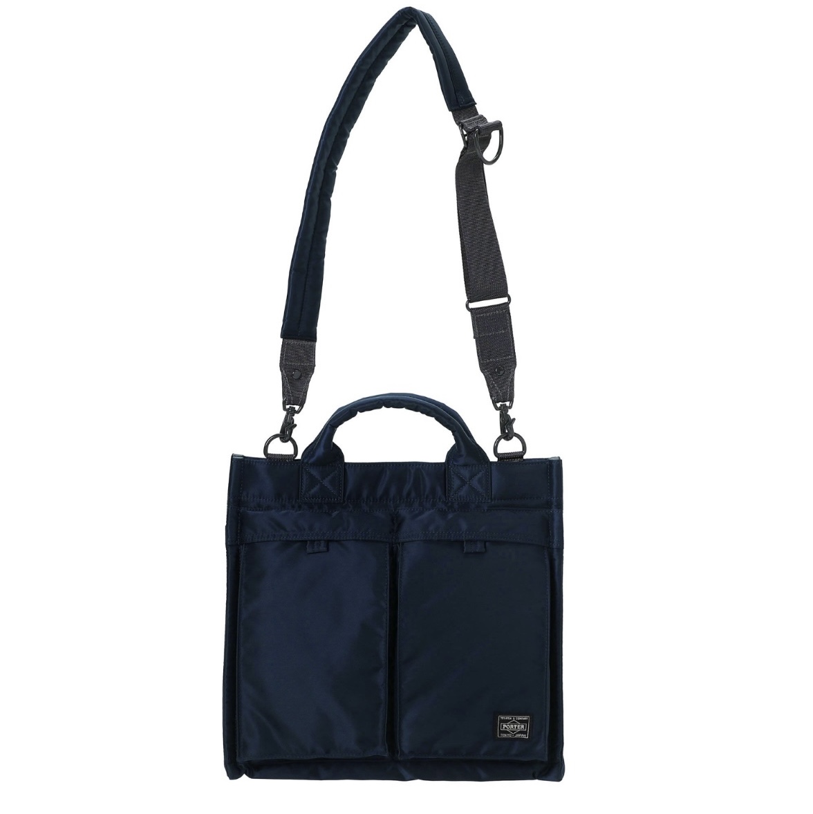 Porter PX Tanker 2way Vertical Tote Bag M Iron Blue 착용 스타일 - 1