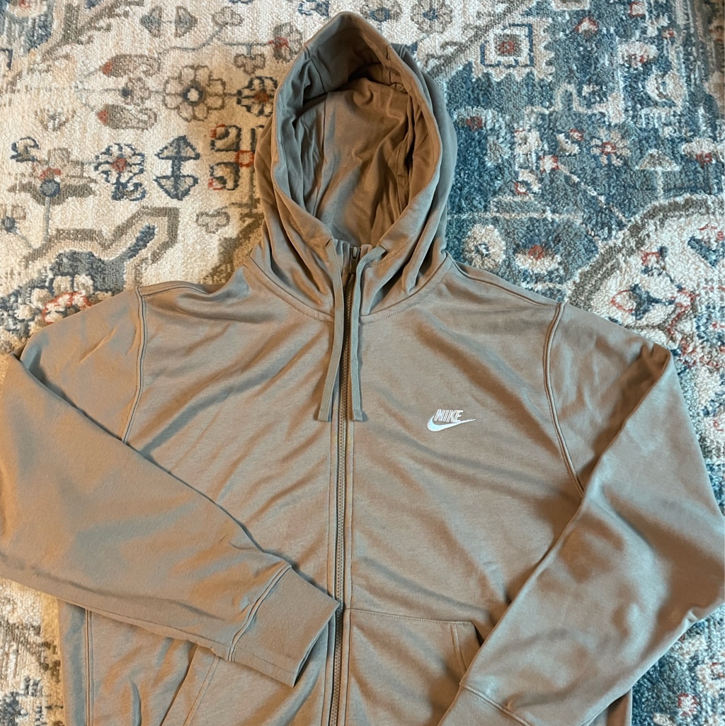 Nike NSW Club Full Zip Hoodie Khaki - Asia 착용 스타일 - 1