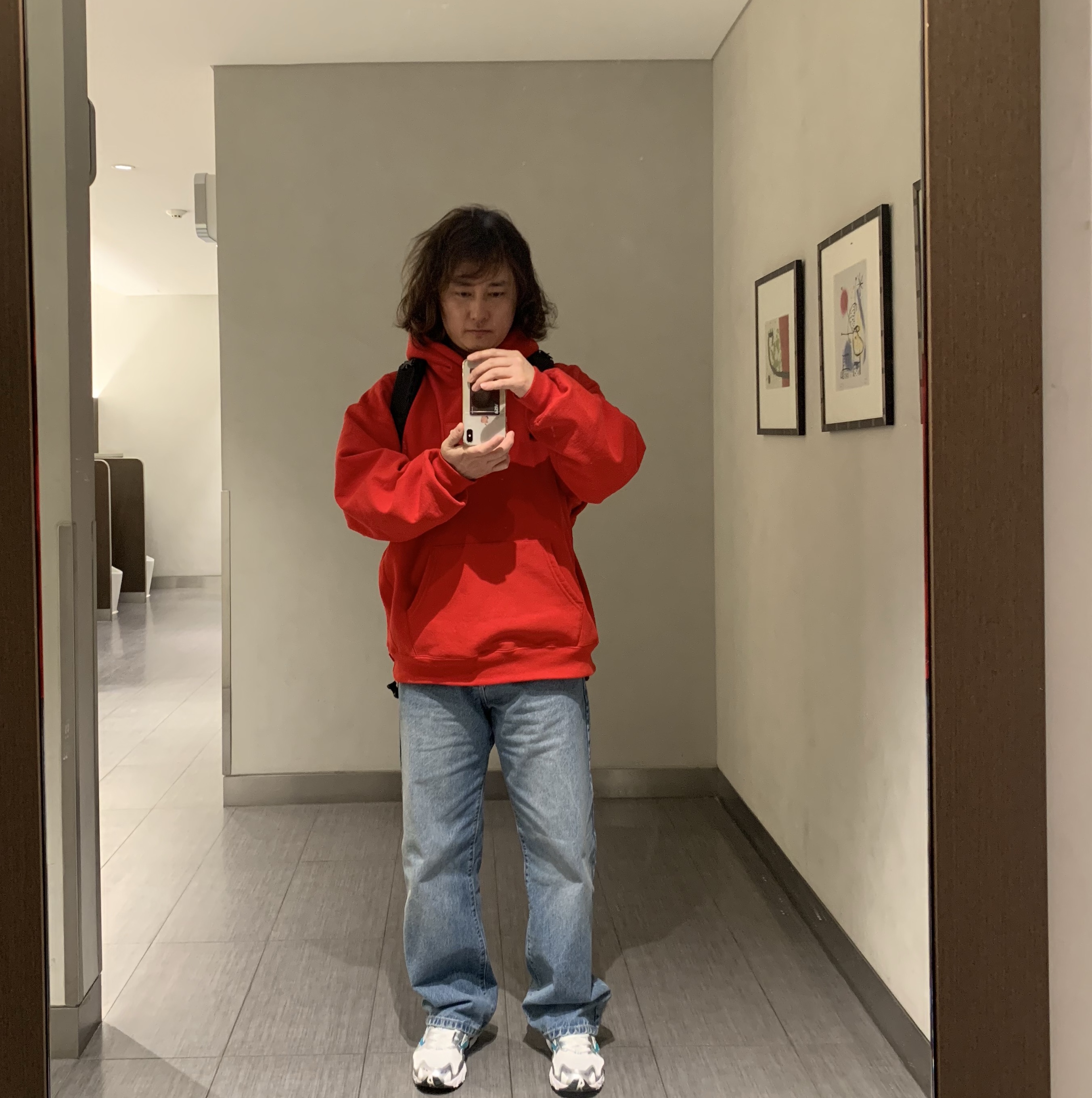 Supreme Box Logo Hooded Sweatshirt Red - 23FW 착용 스타일
