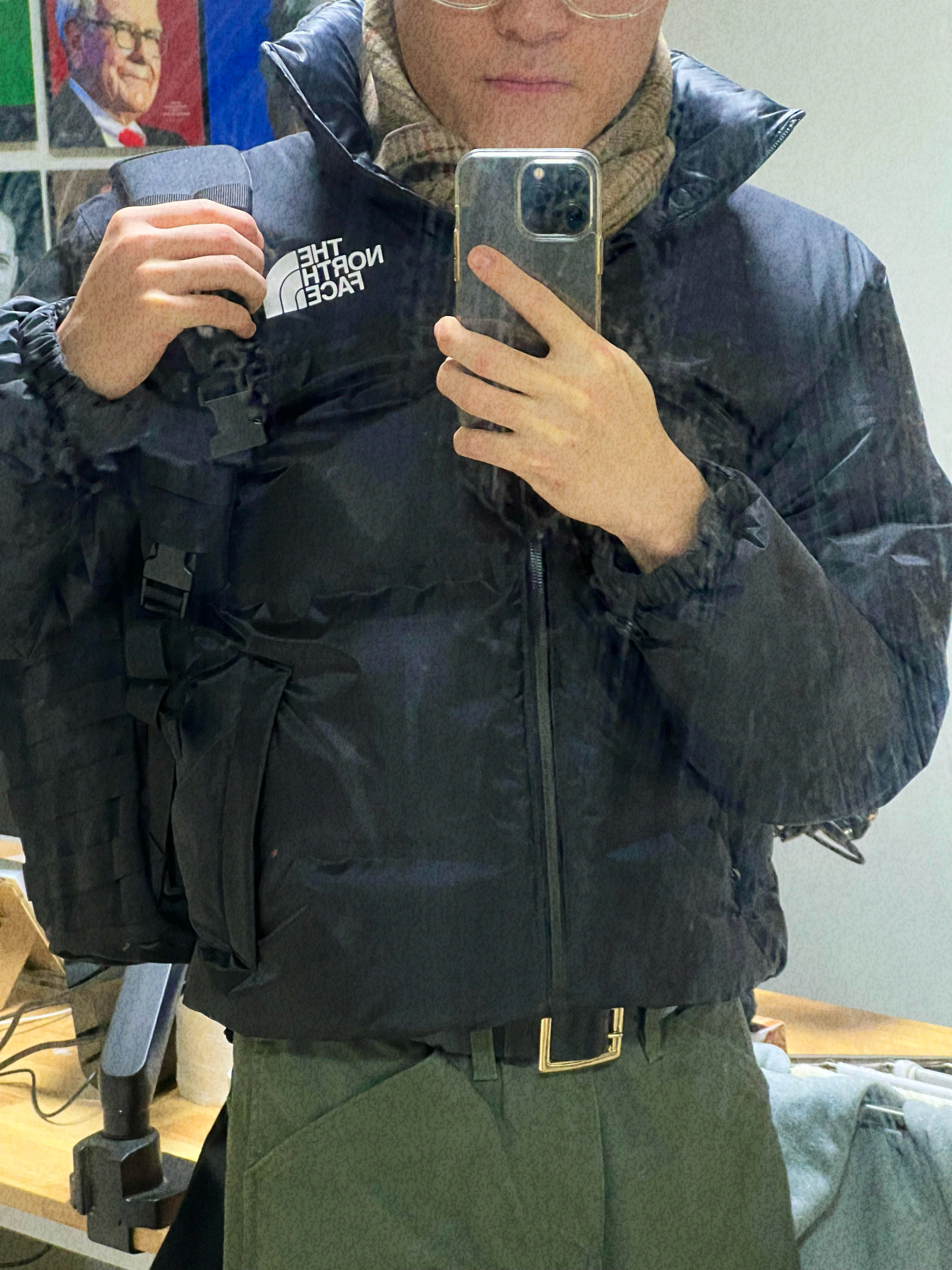 The North Face 1996 Water Shield Nuptse Jacket Black 착용 스타일 - 1