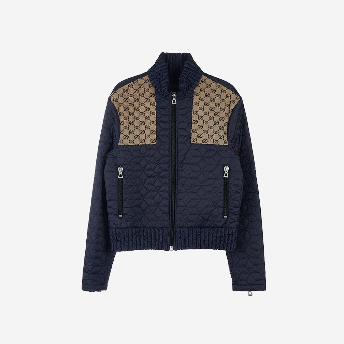 Gucci Quilted Jacket with GG Fabric Detail Blue 상세 이미지 1