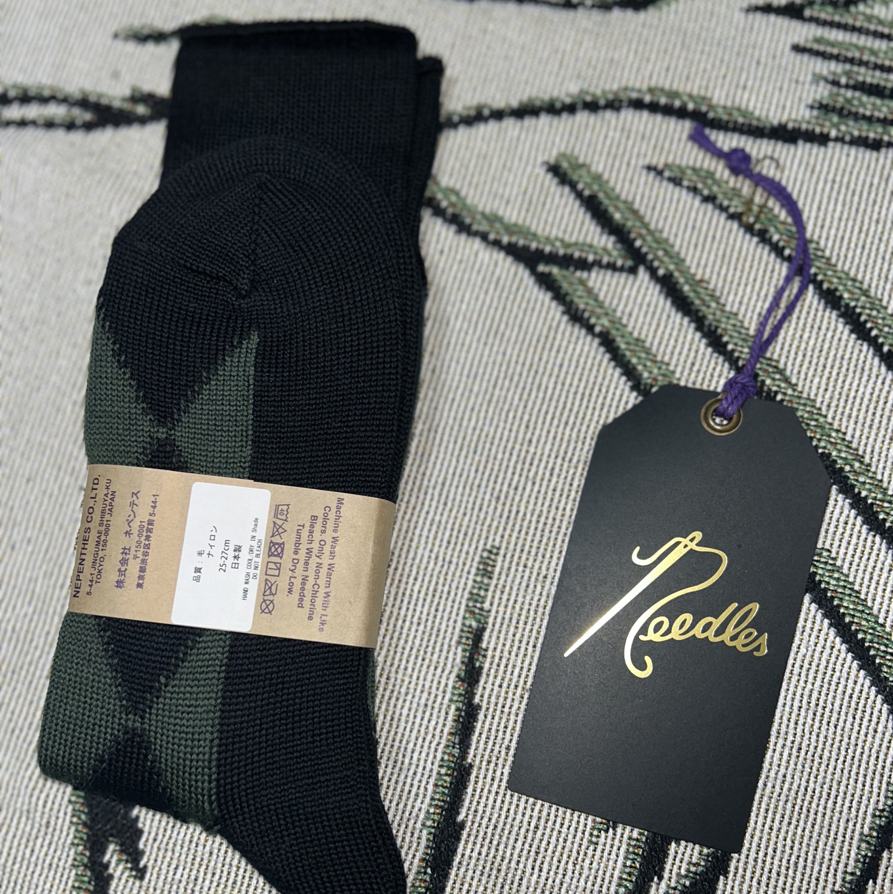 Needles Argyle Jacquard Merino Wool Socks Green 착용 스타일 - 4