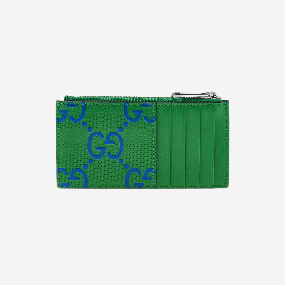 Gucci GG Embossed Zip Card Case Green Blue 상세 이미지 3