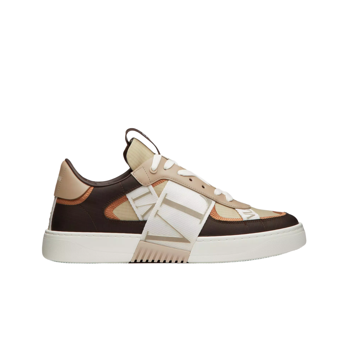 S0C58MXRMY1 Valentino VL7N Low-Top Calfskin Nylon Banded Sneaker Fondant