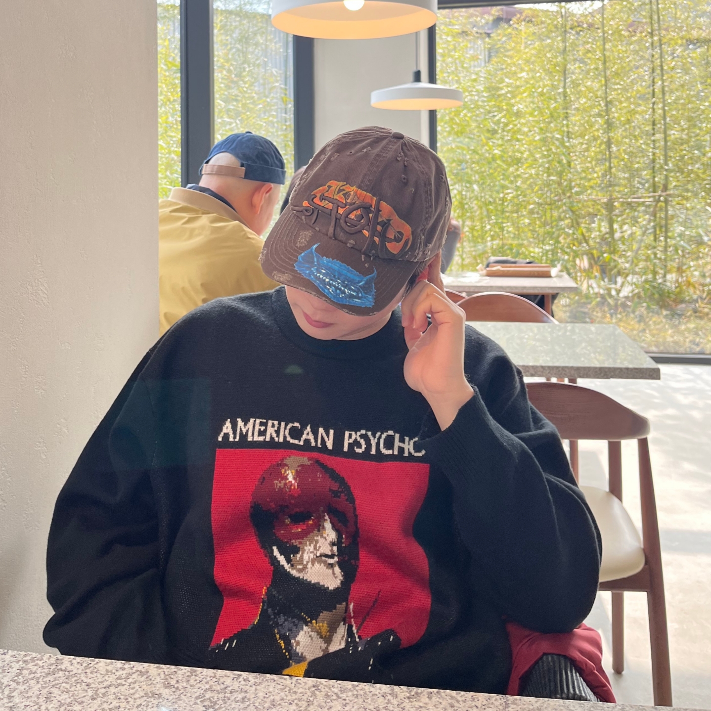 Supreme American Psycho Sweater Black - 23FW, Nike x Travis Scott SB Dunk Low 착용 스타일 - 2