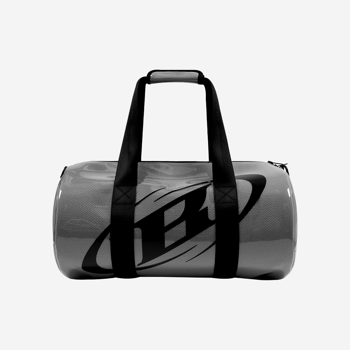 BF5UBA437GY BORN TO WIN BRN B Logo PVC Mesh Duffle Bag Grey