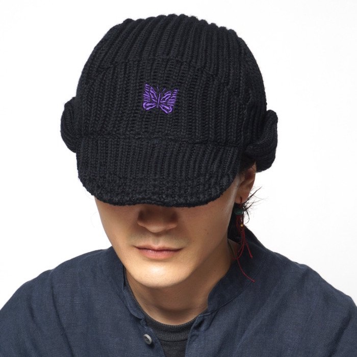 Needles Merino Wool Bird Shooting Cap Black 착용 스타일 - 1