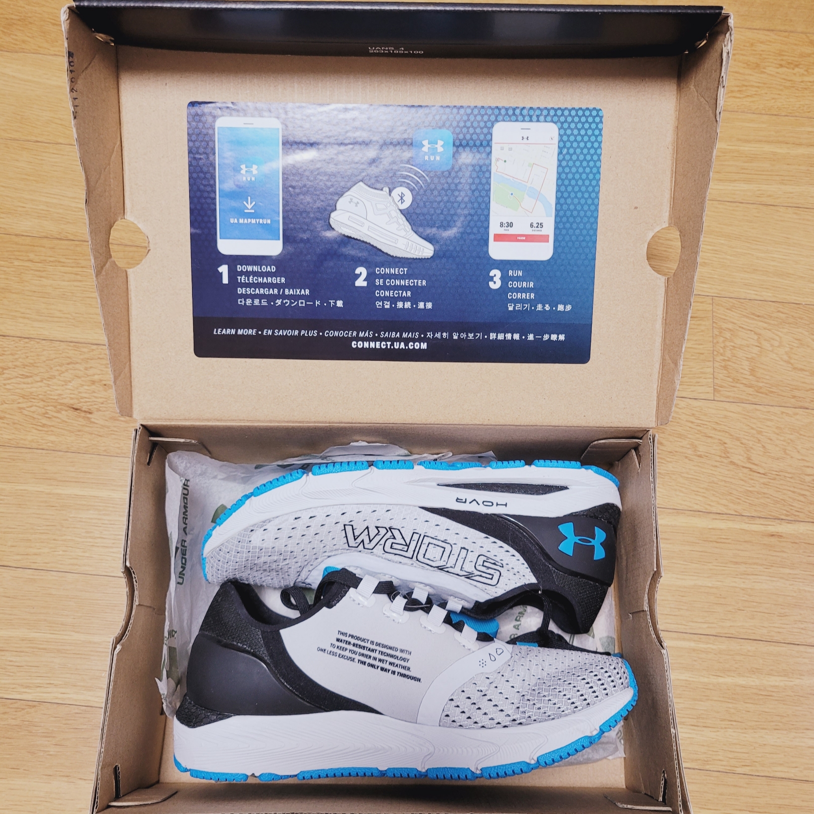 (W) Under Armour HOVR Sonic 4 Storm Halo Gray Radar Blue 착용 스타일 - 5