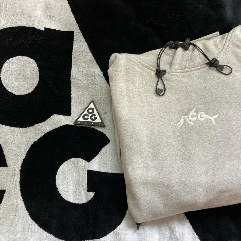 Nike NRG ACG GPX Dolphin Hoodie Grey - Asia, Nike ACG Towel Black Summit White 착용 스타일