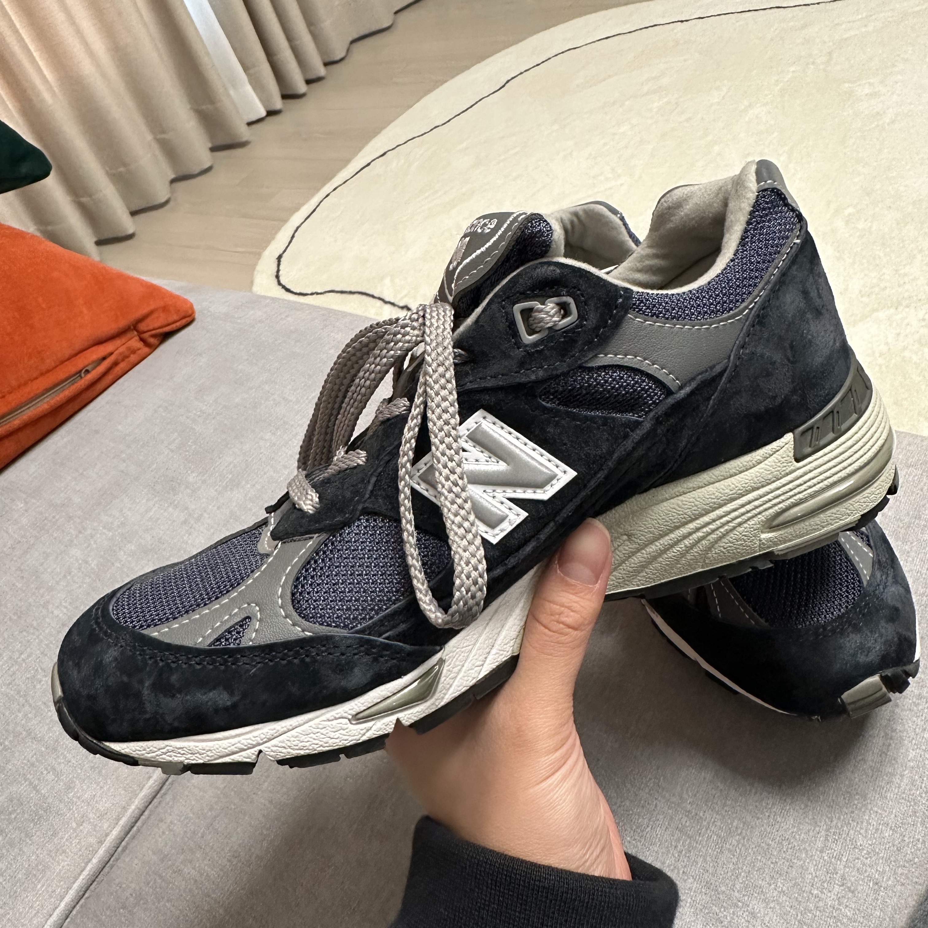 (W) New Balance 991 Made in UK Navy, New Balance 991 Made in UK Navy 착용 스타일 - 2