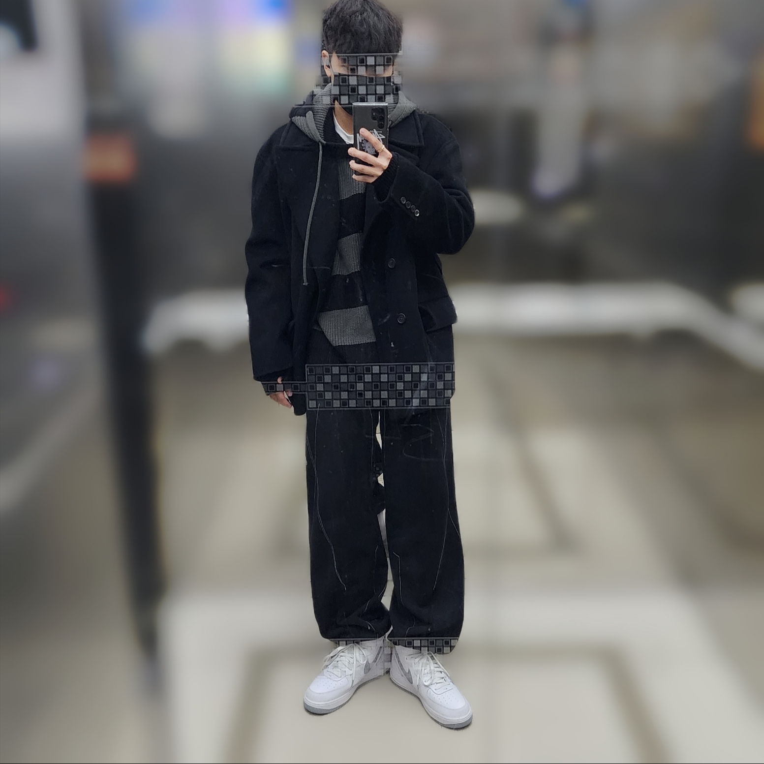Nike Air Force 1 Mid '07 White Wolf Grey 착용 스타일 - 1