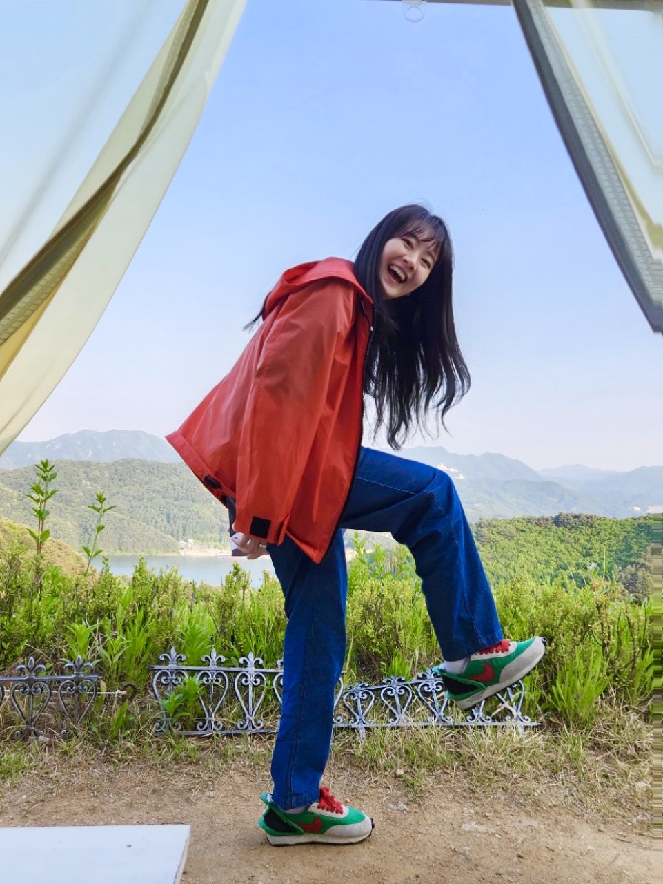 (W) Nike x Undercover Daybreak Lucky Green Red 착용 스타일