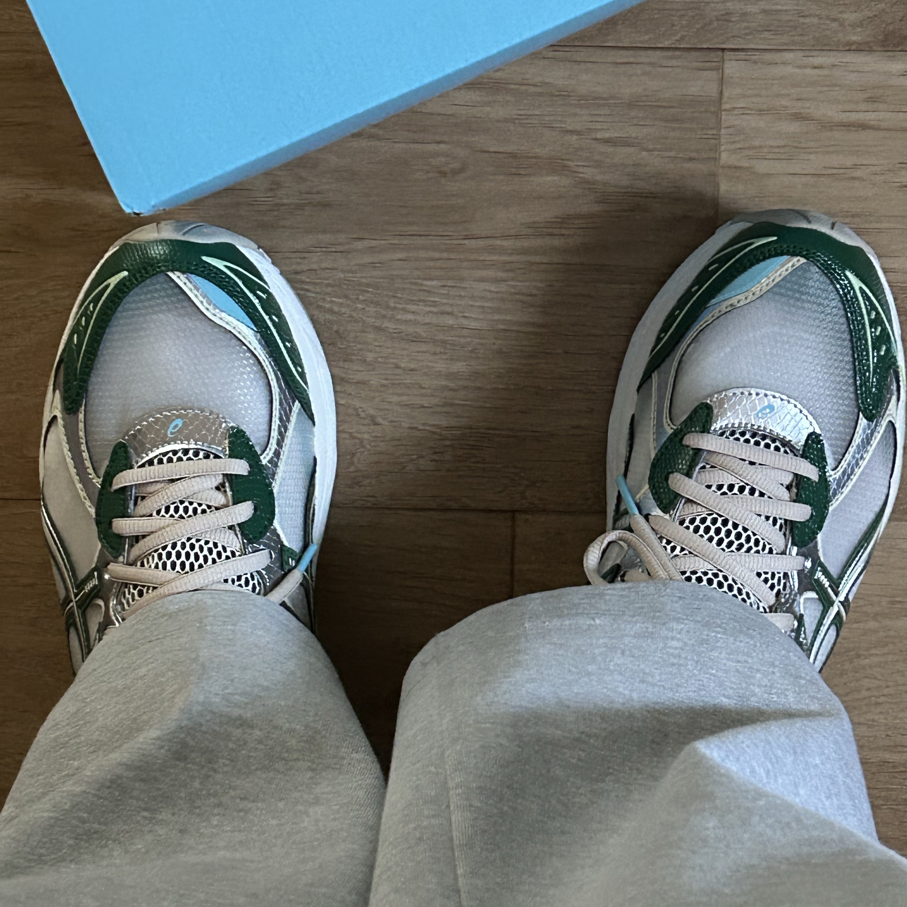 Asics x Above The Clouds GT-2160 Cream Shamrock Green 착용 스타일 - 1
