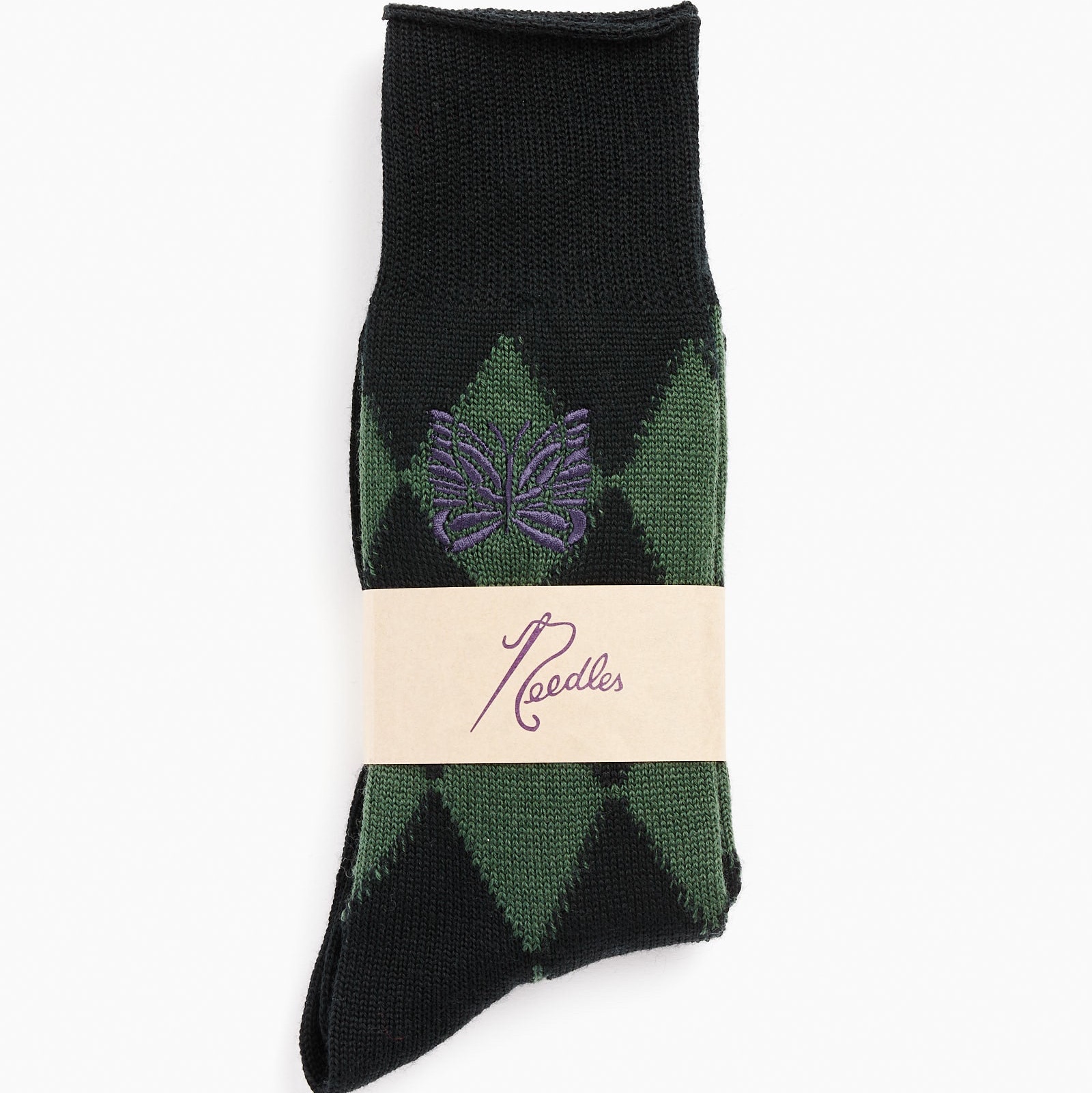 Needles Argyle Jacquard Merino Wool Socks Green 착용 스타일 - 1