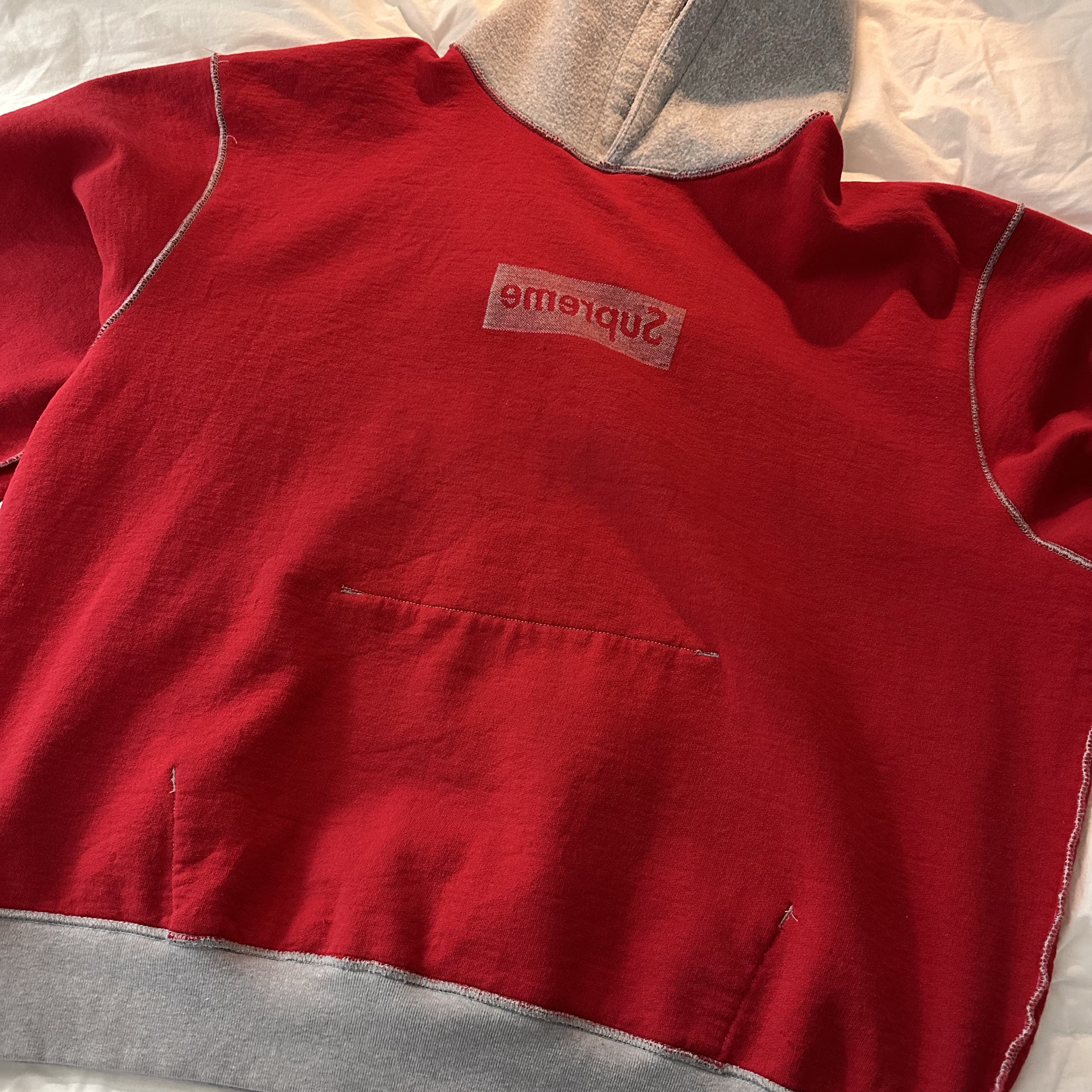 Supreme Inside Out Box Logo Hooded Sweatshirt Heather Grey - 23SS 착용 스타일 - 1