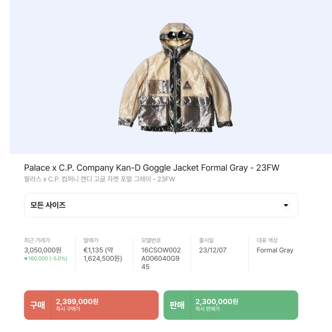 Palace x C.P. Company Kan-D Goggle Jacket Formal Gray - 23FW 착용 스타일 - 2