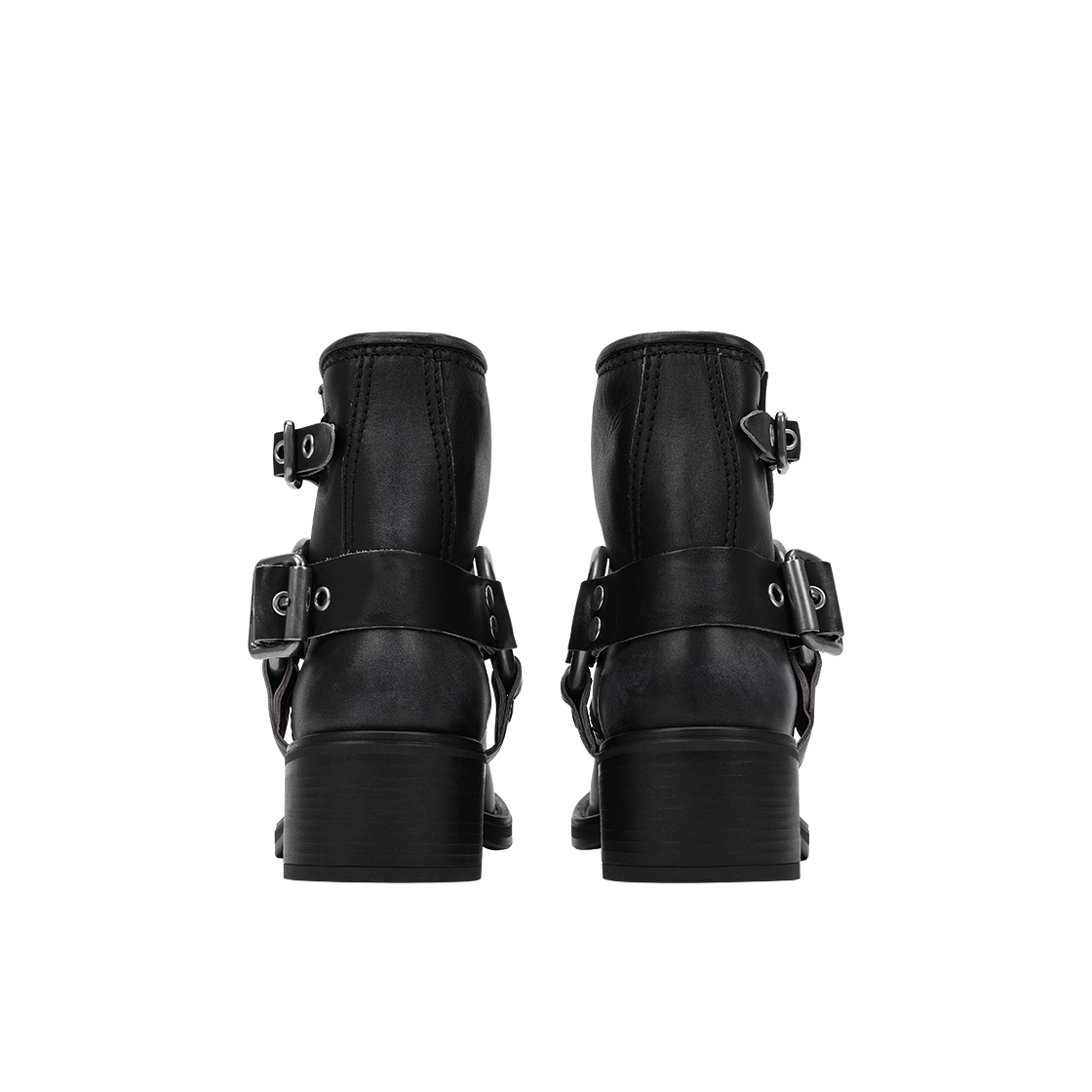 (W) 미우 미우 빈티지룩 레더 부츠 블랙((W) Miu Miu Vintage-look leather Boots Black) - 4