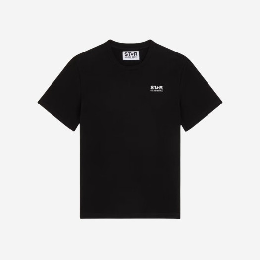 (W) 골든구스 콘트라스팅 화이트 로고 스타 티셔츠 블랙